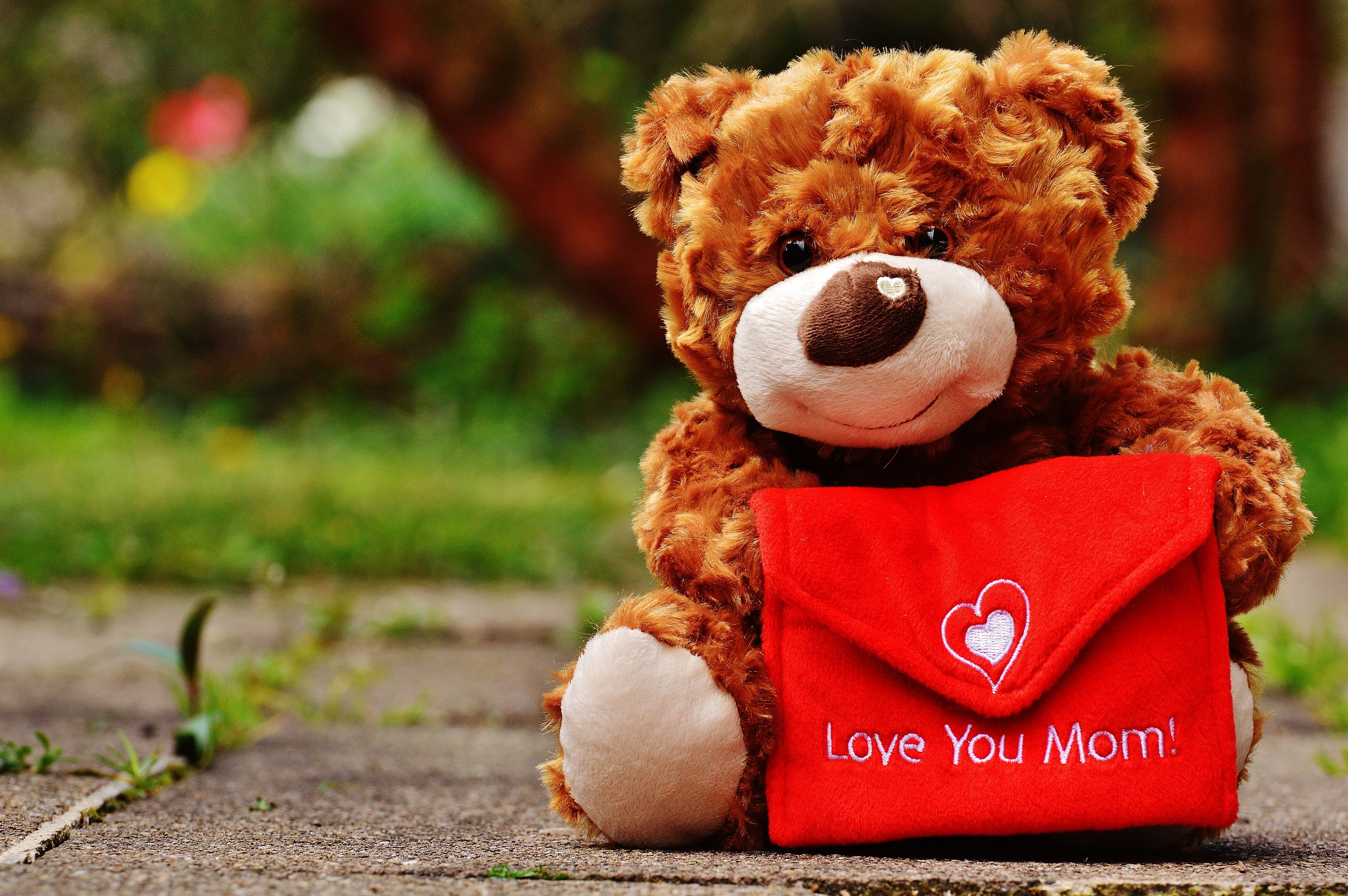 mother, thank you, brown, mammal, cute, luck, pavement, connectedness, red, animal themes, childhood, close-up, redhead, about love for mothers day, teddy, HD Wallpaper