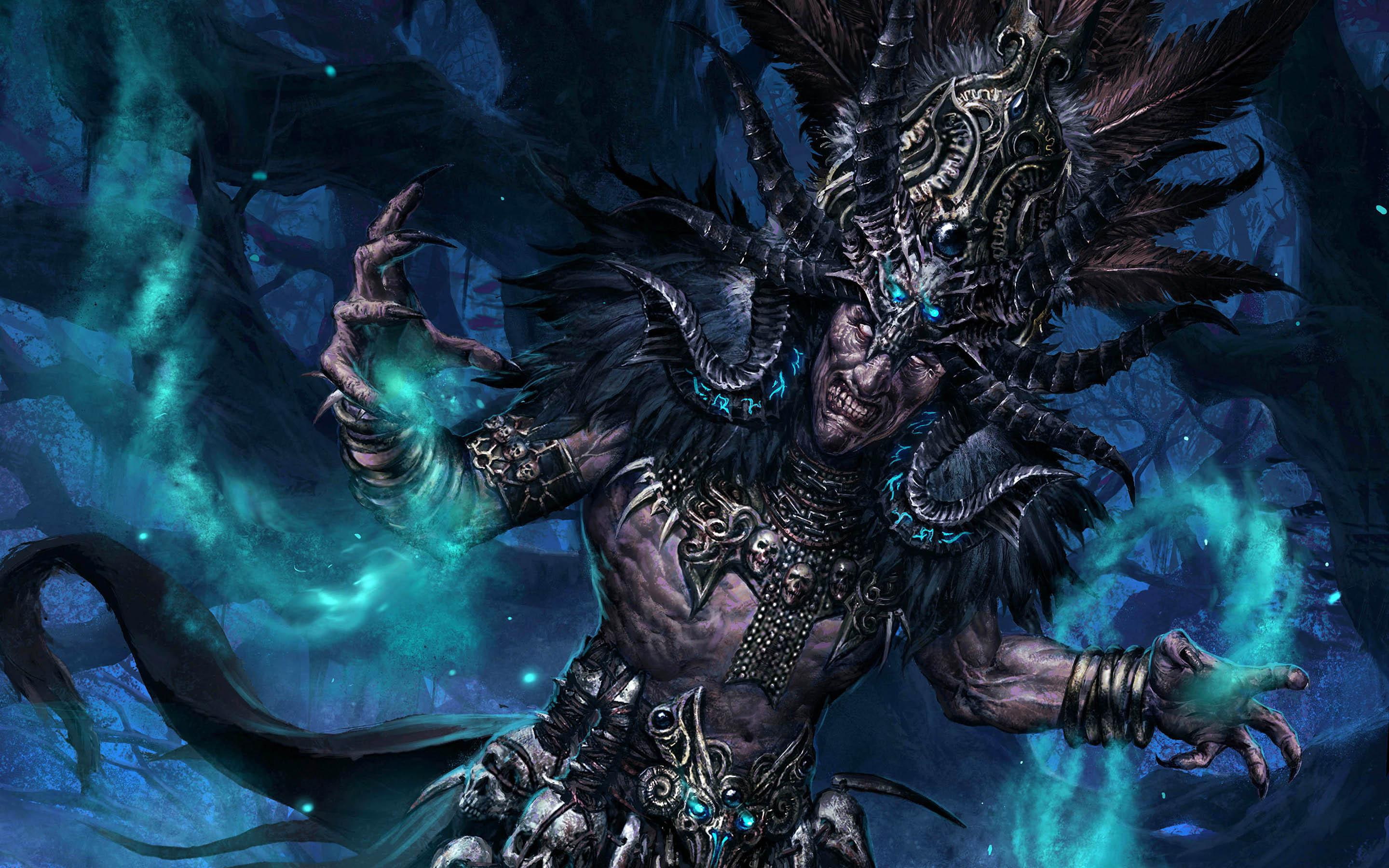 iii, games, witch, doctor, diablo iii, 2K, illustration, diablo, 2880x1800, monster, HD Wallpaper