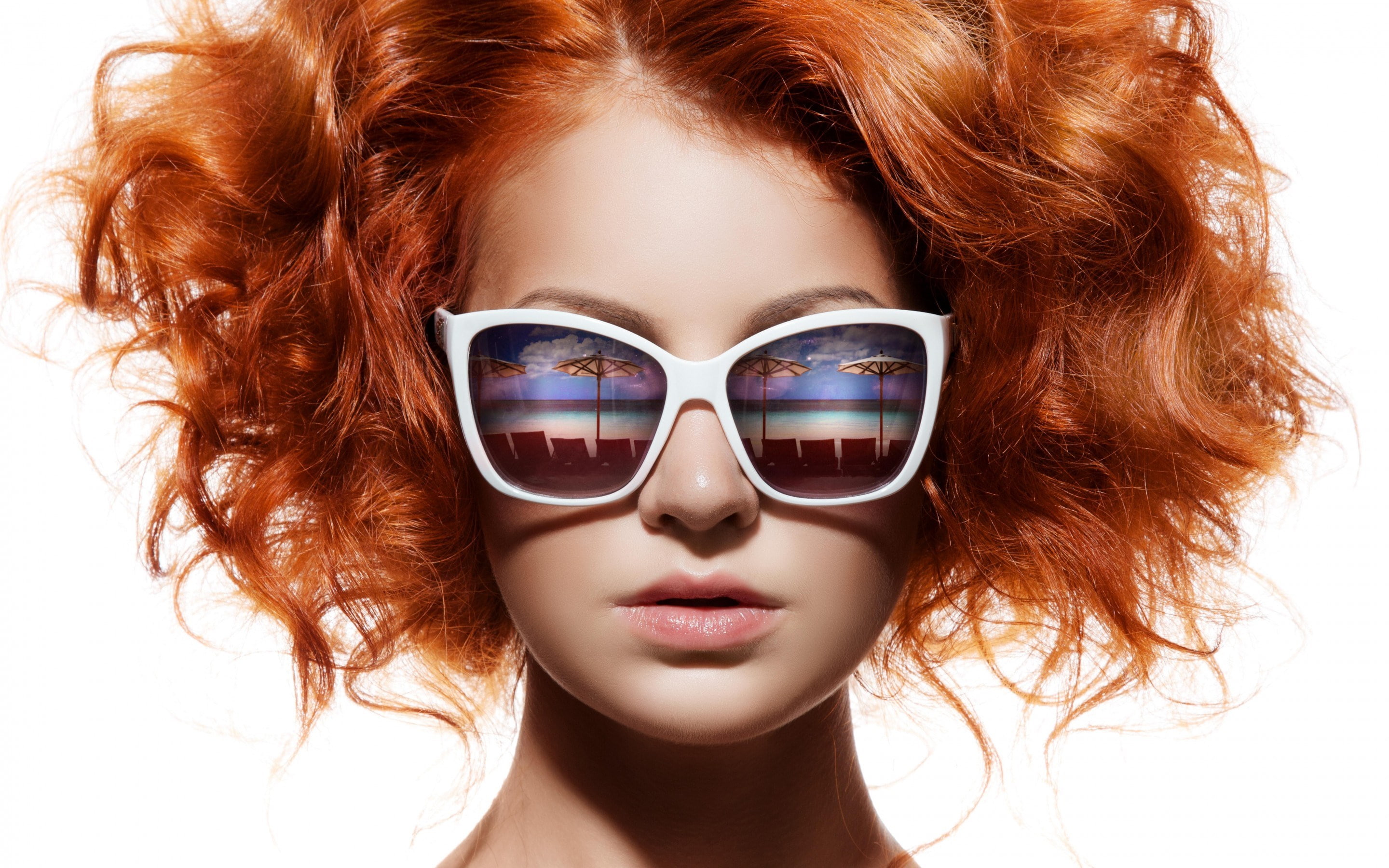 glamour, human face, women, headshot, young women, fashion, sunglasses, 2K, dyed red hair, adult, one person, beautiful woman, hair, beauty, redhead, portrait, HD Wallpaper