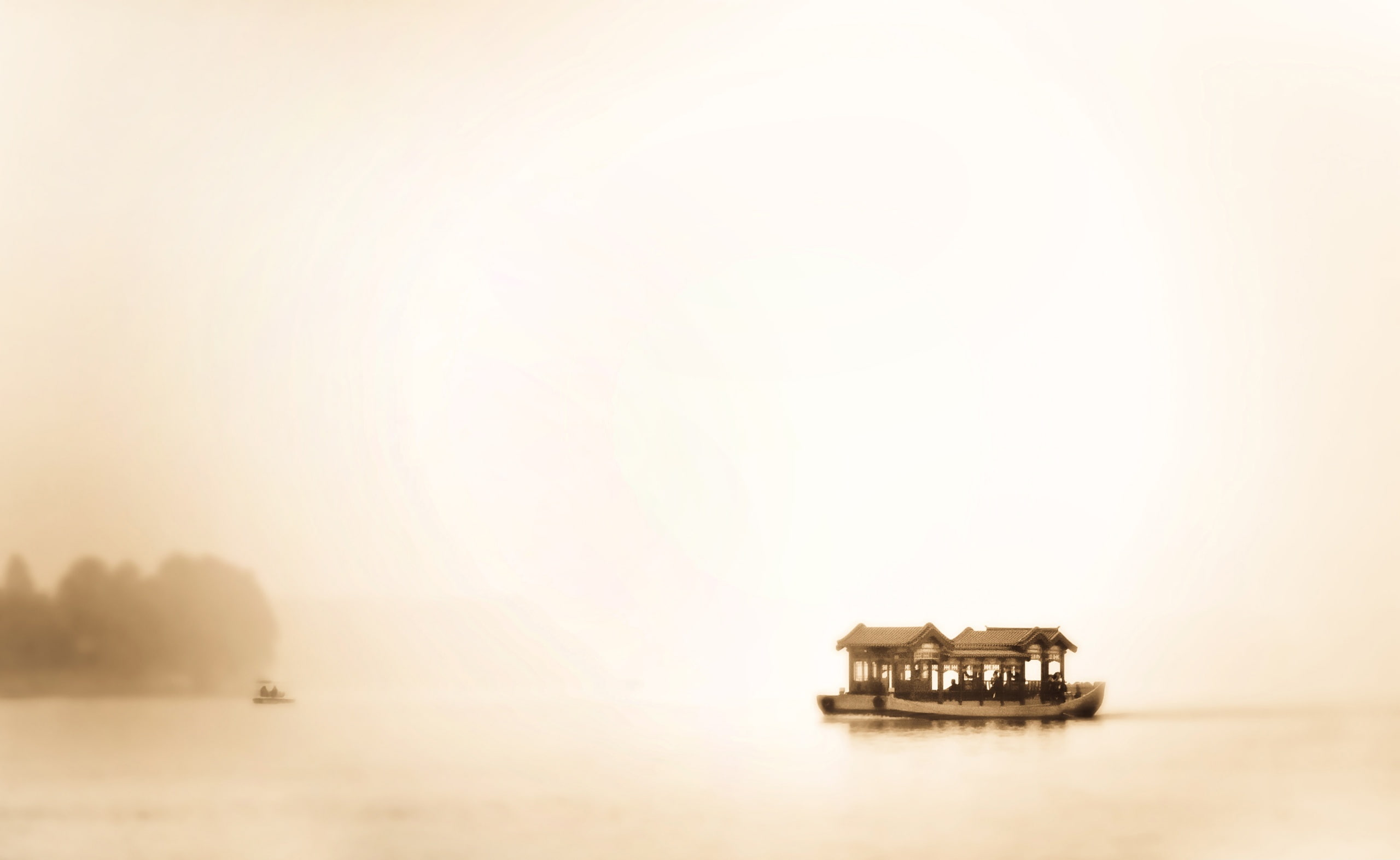 tranquil scene, passenger craft, mode of transportation, nature, nautical vessel, copy space, illustration, sky, Sepia, scenics - nature, tranquility, waterfront, HD Wallpaper