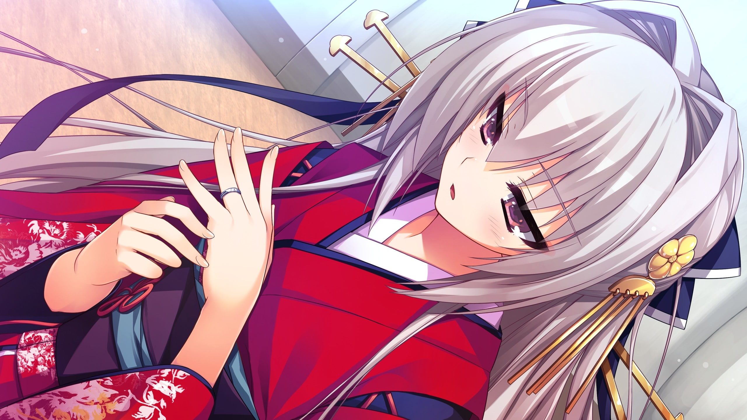 anime girls, Reminiscence, Daizenji Suzuka, anime, long hair, 2K, kimono, Game CG, HD Wallpaper