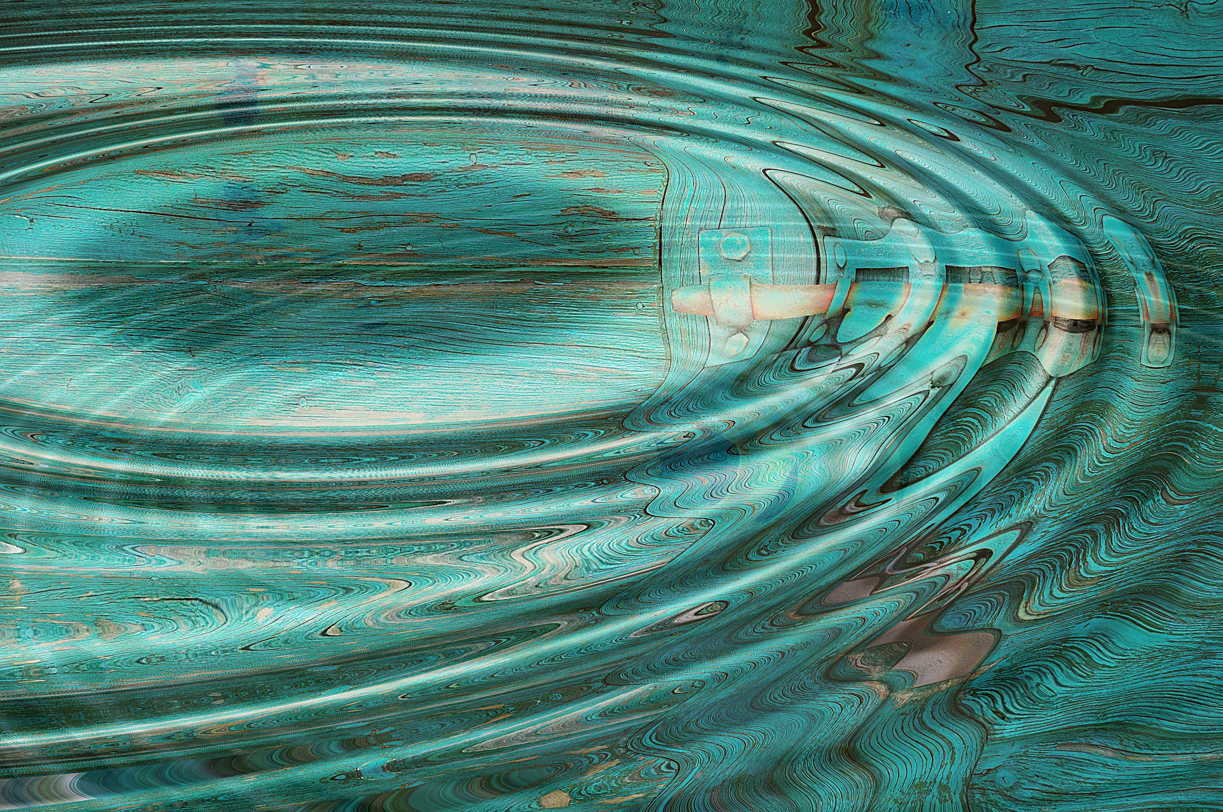 the waves, abstract, invoice, indoors, backgrounds, green color, concentric, the vertebrae, ornate, heave, 4K, surface, pattern, blue, textured, HD Wallpaper