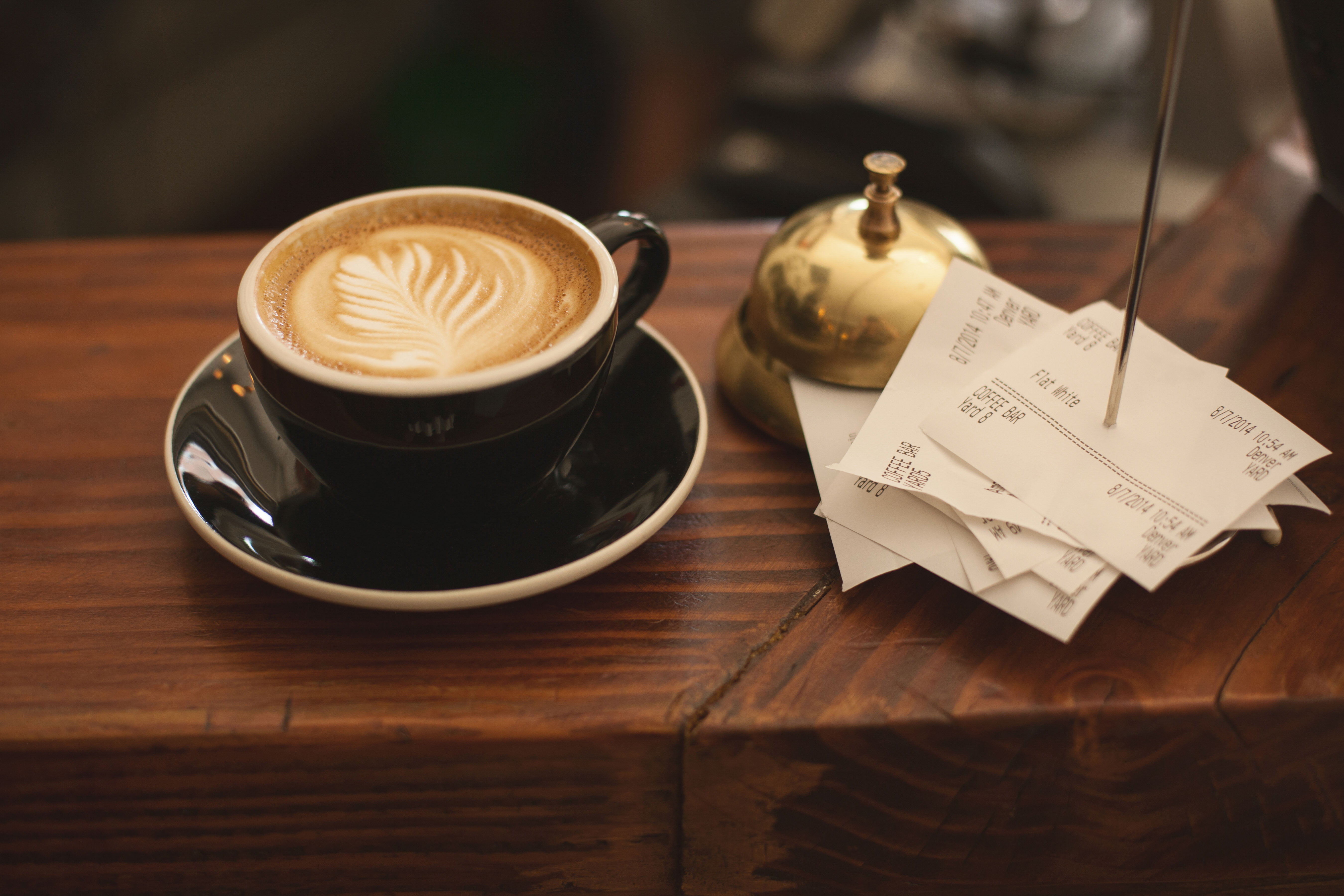 breakfast, table, saucer, coffee cup, froth art, indoors, cafe, drink, caffeine, still life, plate, no people, wood - material, wood grain, freshness, crockery, HD Wallpaper