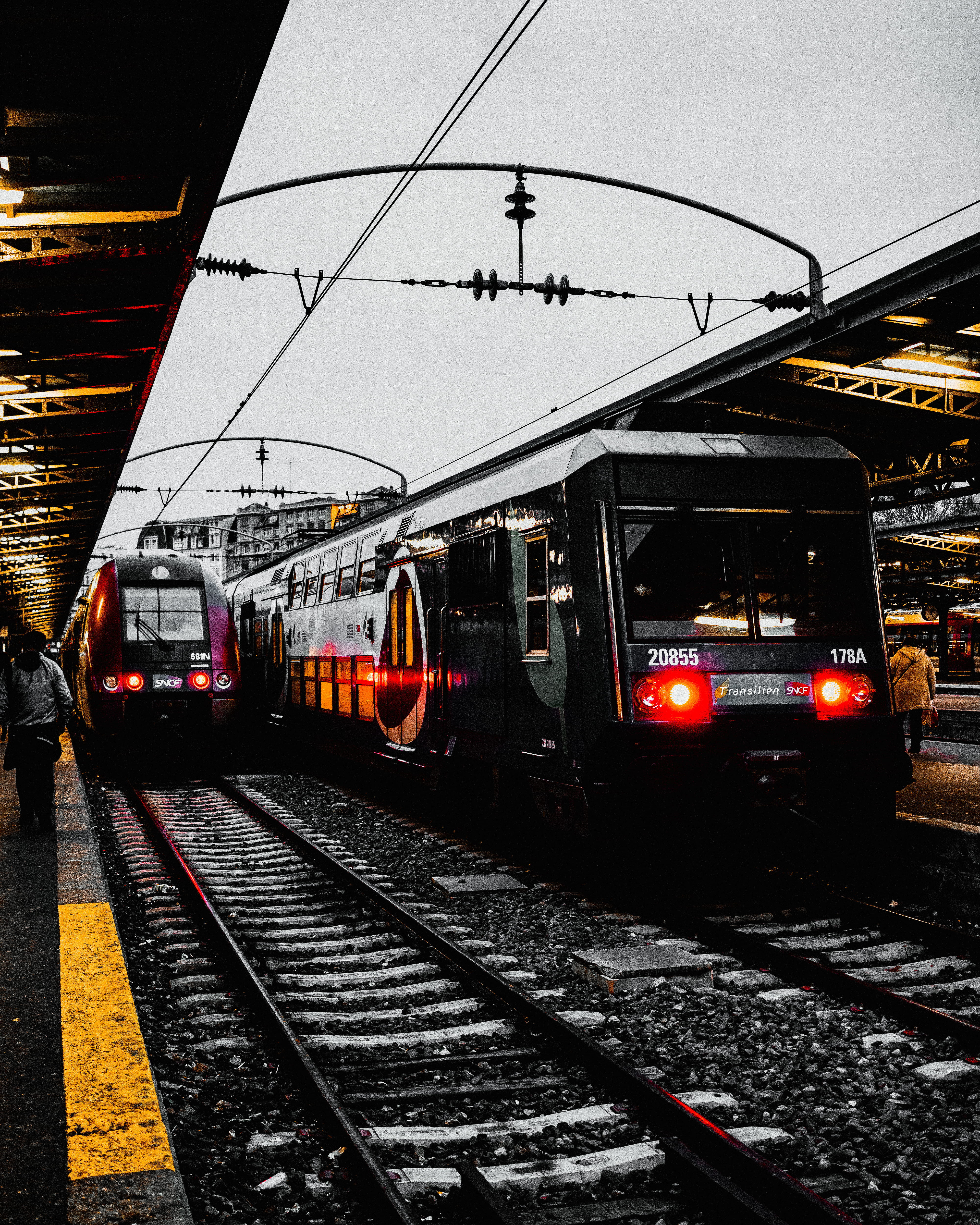 track, train - vehicle, mode of transportation, france, cable car, no people, train, railroad station, power supply, unsplash, 4K, travel, Phone HD Wallpaper