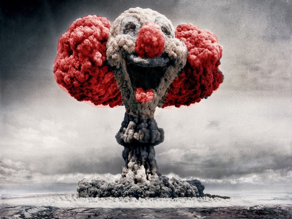 ronald, 480P, nuclear blast, photography, clown, art, abstract, blast, nuclear, hd, HD Wallpaper