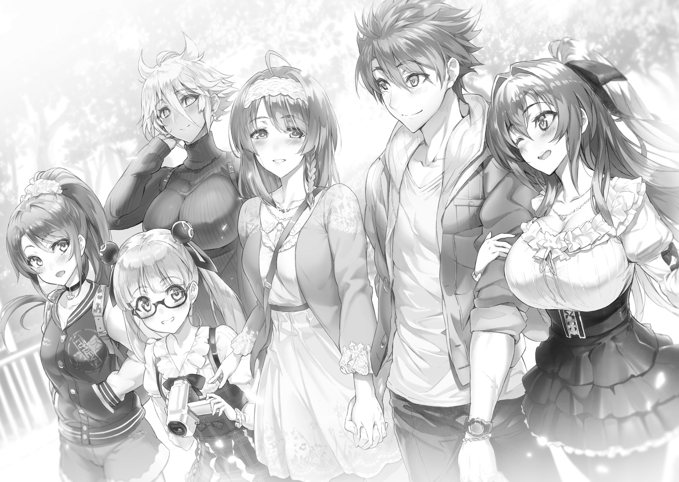 Black and White, Kurumi Nonaka, Maria Naruse, Mio Naruse, Anime, Shinmai Maou No Testament, 1080P, Basara Toujou, Yuki Nonaka, Zest (Shinmai Maou No Testament, HD Wallpaper