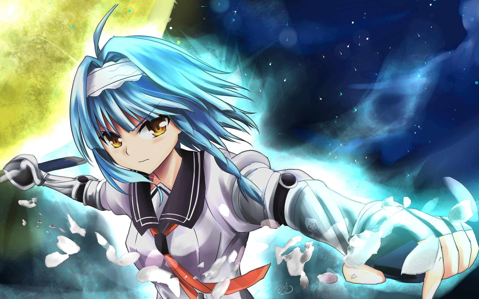 Shinmai Maou no Testament: Burst, Blue Hair, Yuki Nonaka, 1080P, Shinmai Maou No Testament, Yellow Eyes, Anime, HD Wallpaper