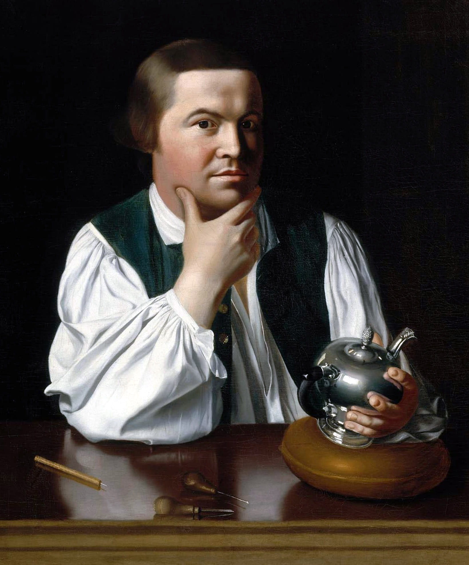 american revolution, religion, indoors, only men, studio shot, horseback, paul, holding, looking at camera, kitchen utensil, Silversmith, 1080P, ride, Phone HD Wallpaper
