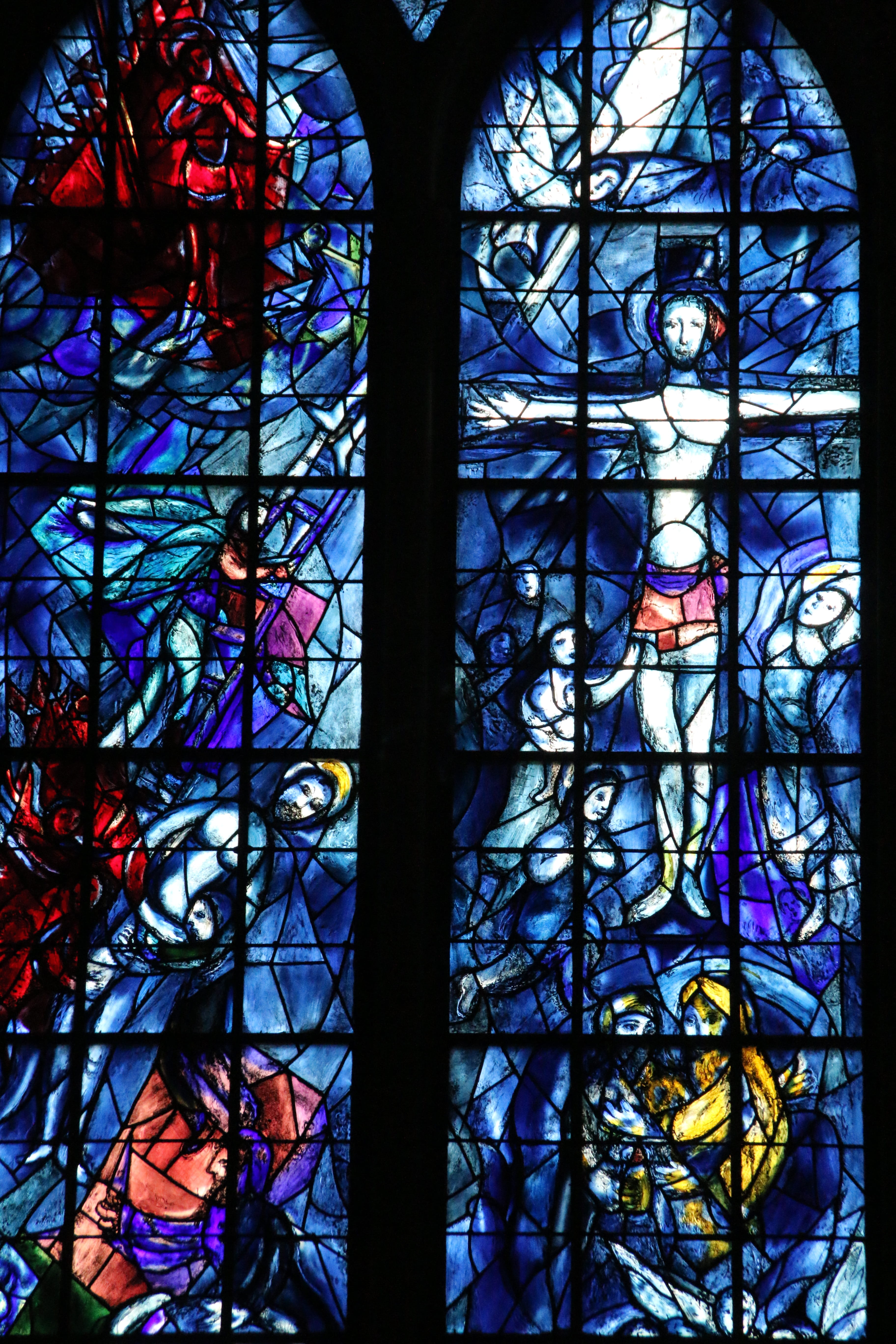 Christian, Chagall, cathedral, built structure, architecture, creativity, landmark, europe, stained-glass, pattern, coloured, stained glass, building, spirituality, Phone HD Wallpaper