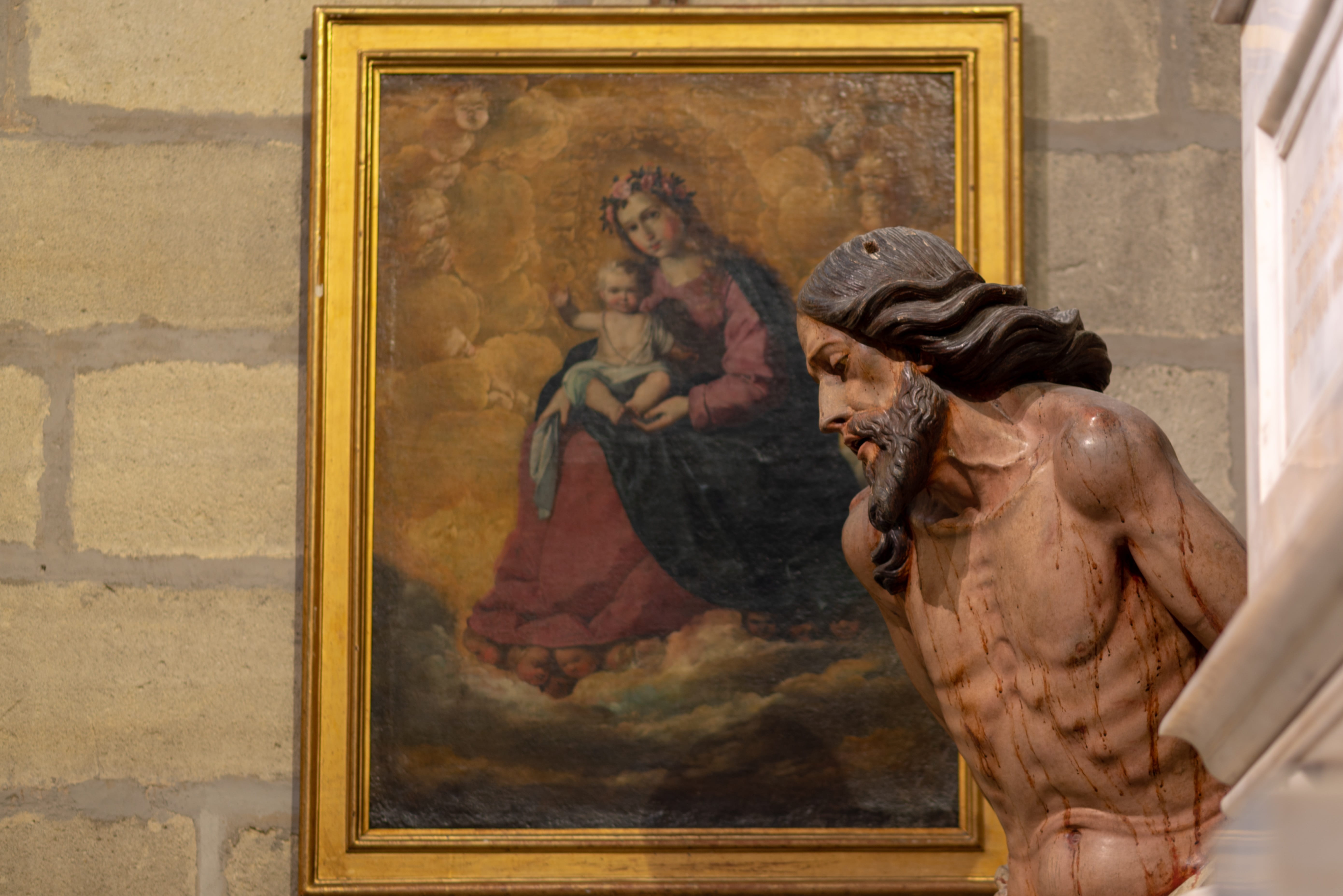 cathedral, day, representation, religion, catholic, faith, holy, female likeness, god, seville, 5K, angel, built structure, relic, painting, no people, HD Wallpaper