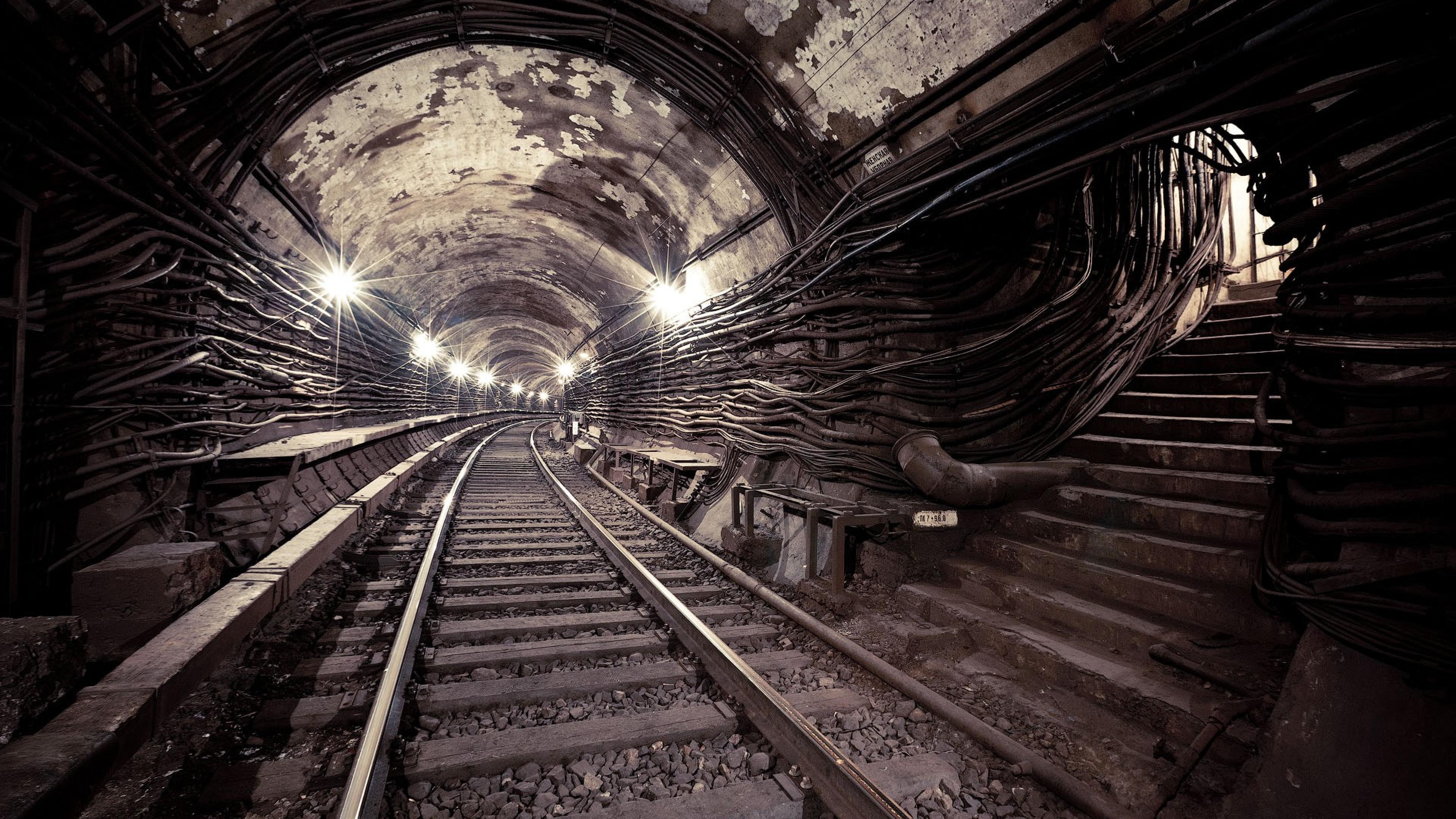 technics, 4K, track, passageway, transportation, facility, way, passage, station, tunnel, HD Wallpaper