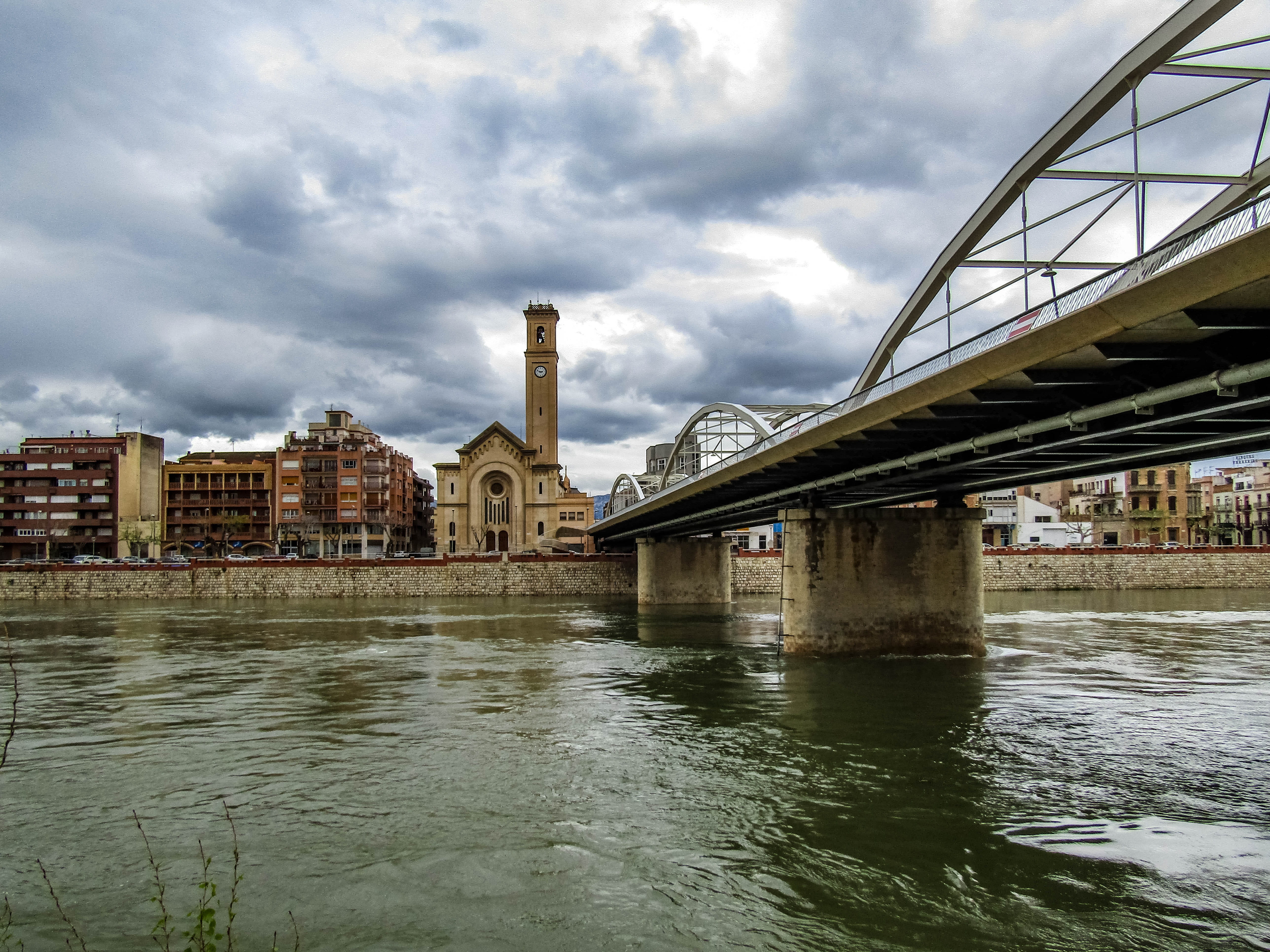 bridge, waterfront, tortosa, bridge - man made structure, 5K, monument, religion, reference point, transportation, horizon, building, sky, no people, connection, HD Wallpaper