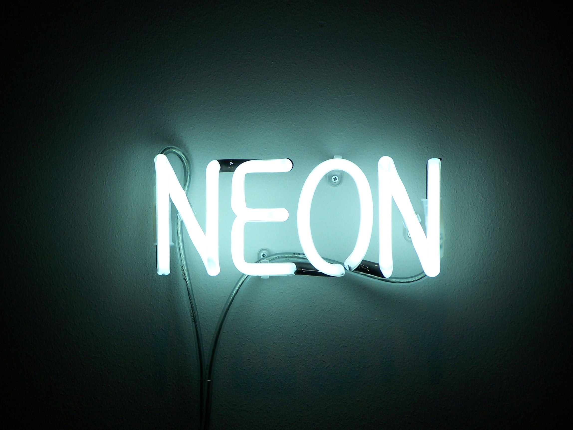 indoors, wall - building feature, no people, neon, single word, sign, glowing, backgrounds, year, blue, led, lighting equipment, symbol, studio shot, vignette, HD Wallpaper