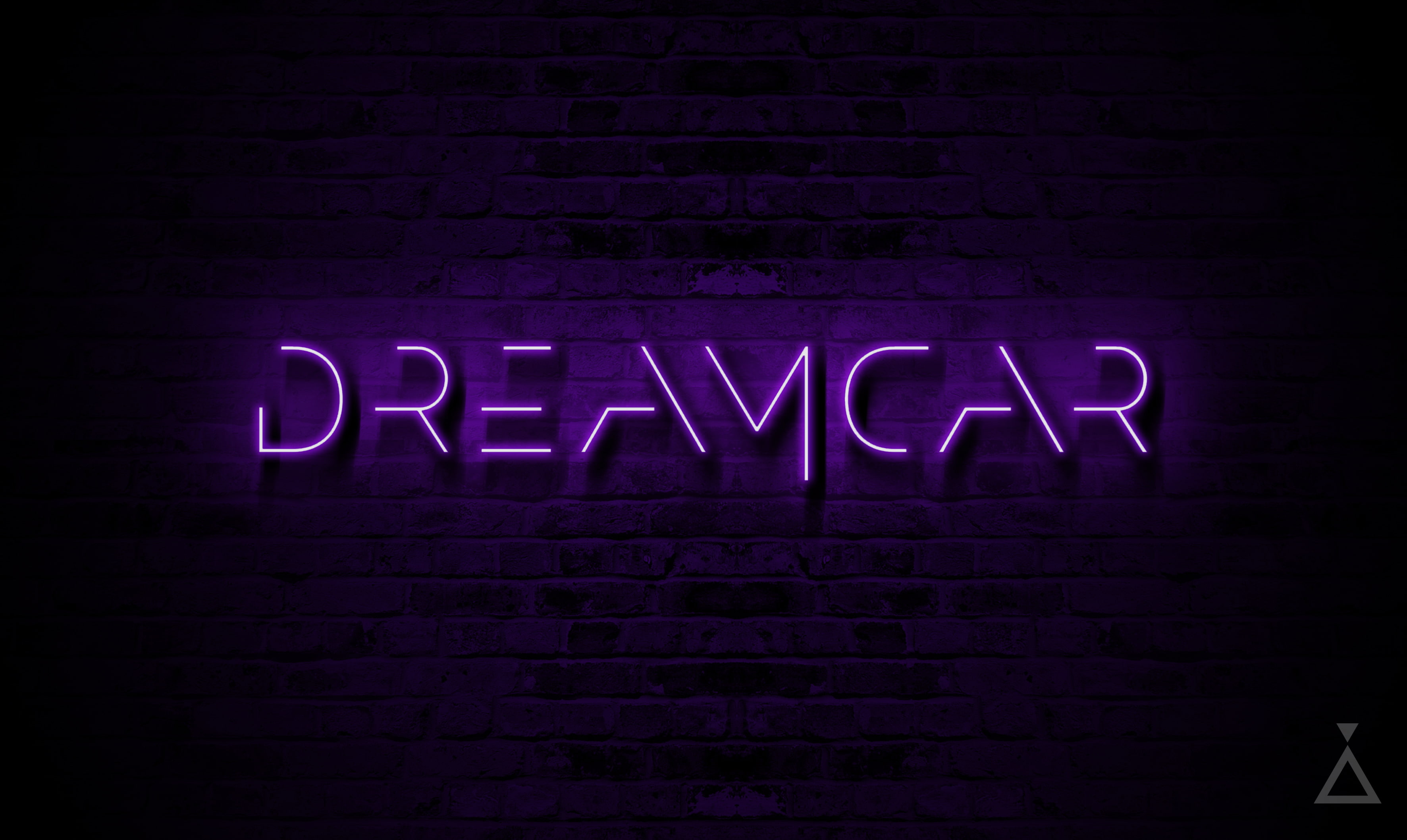 dark, text, light, bricks, wall - building feature, capital letter, close-up, wall, nightlife, brick wall, message, glowing, purple, communication, indoors, HD Wallpaper