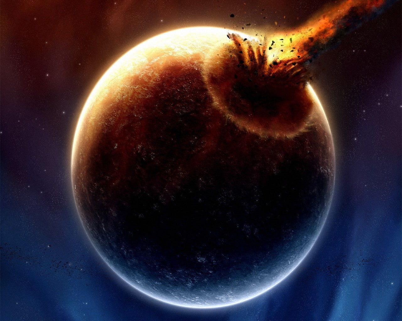 space art, space, apocalyptic, 720P, planet, collision, HD Wallpaper