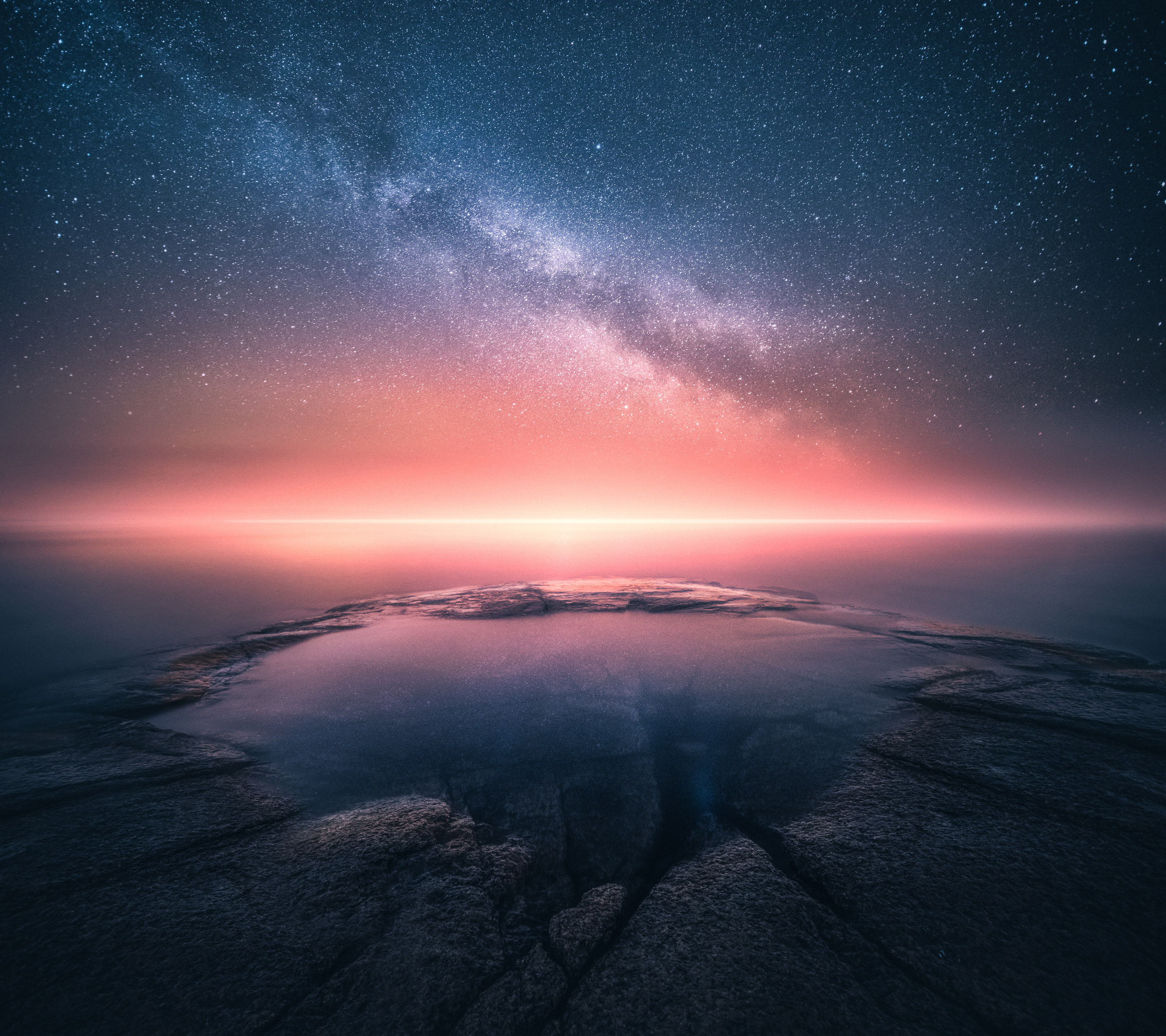 Invisible, Edge, 2K, Atmosphere, Collision, Stock, Horizon, Sunset, Seascape, Starry sky, Nokia 8 Sirocco, Cold, Nokia 1, HD Wallpaper