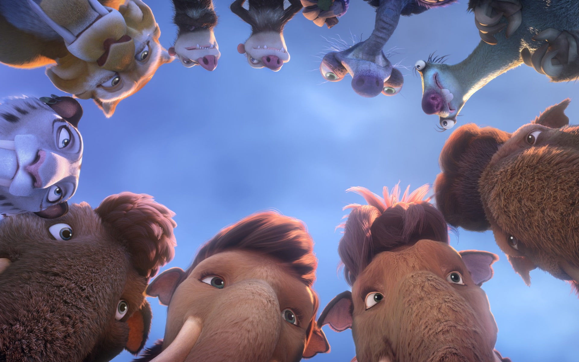 sky, cloud - sky, day, collision, domestic, sunlight, group of animals, age, movies, vertebrate, domestic animals, large group of animals, animal themes, HD Wallpaper