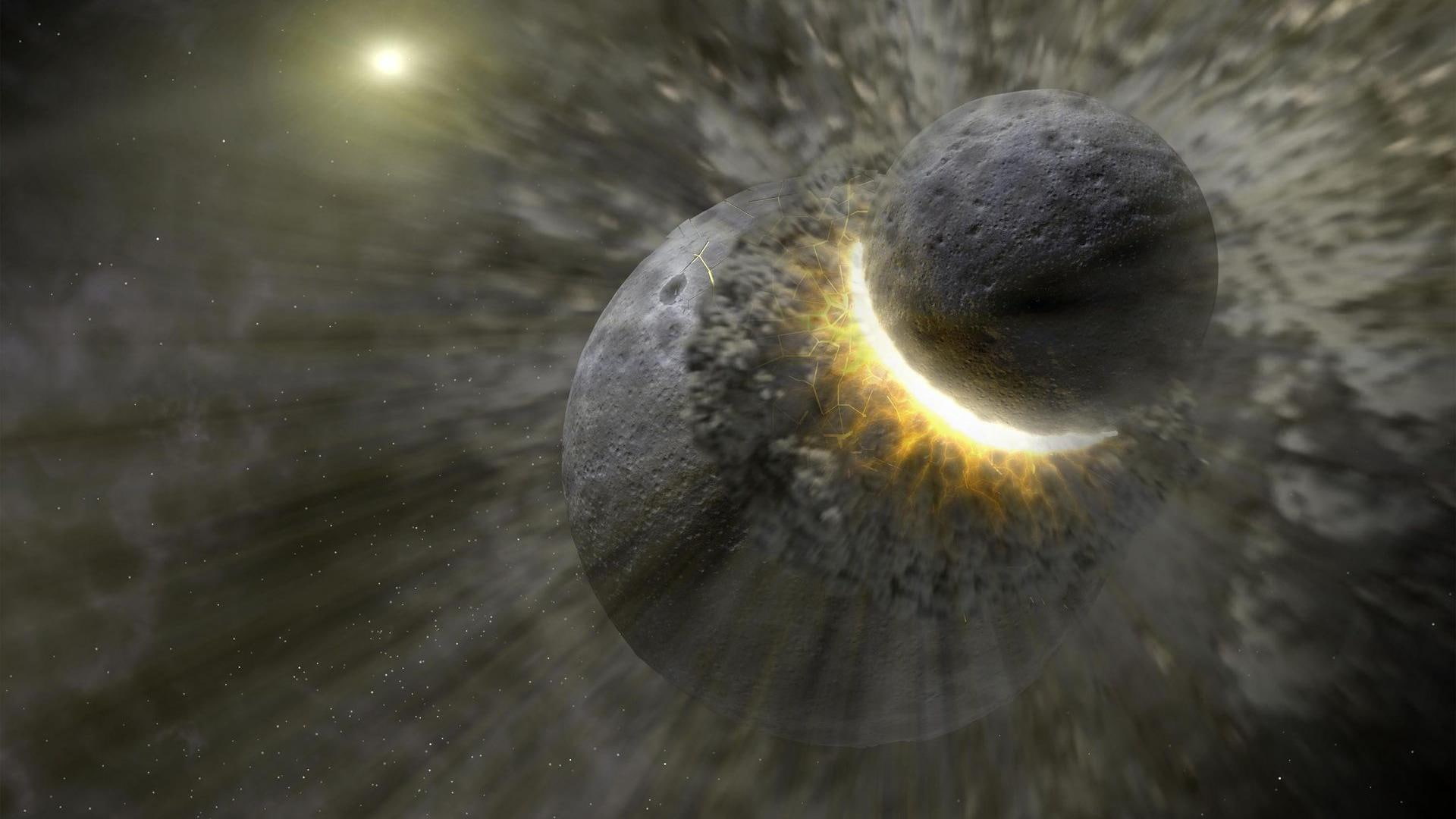 explosion, 3d and abstract, planets, 1080P, collision, space, planet, galaxy, HD Wallpaper