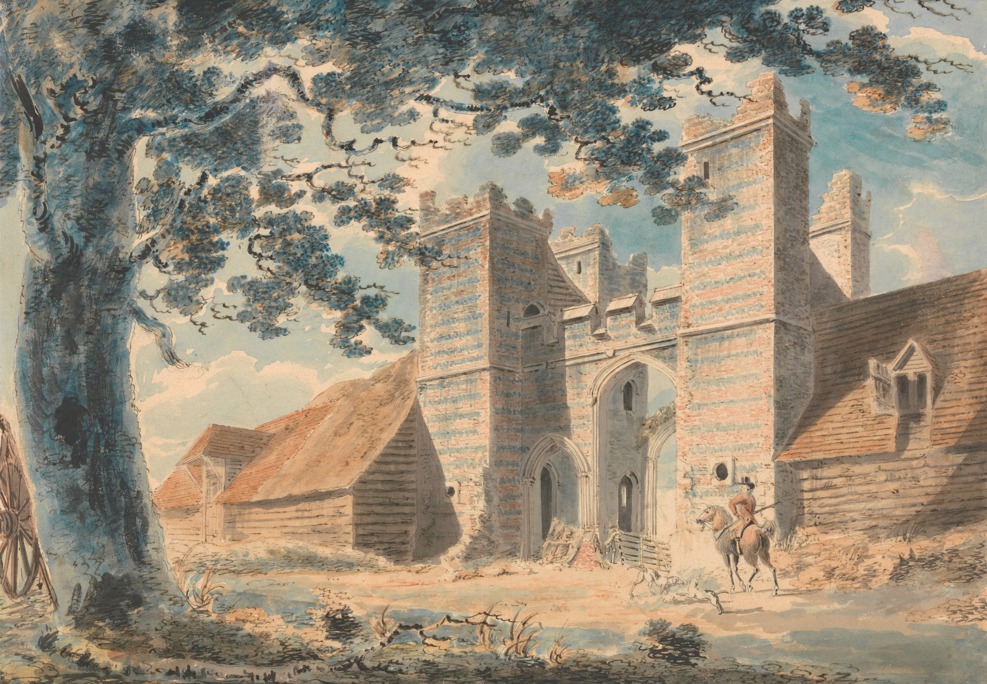 William Turner, Margaret, gate, the city, 2K, picture, landscape, watercolor, rider, tree, Dent-de-lion road, HD Wallpaper