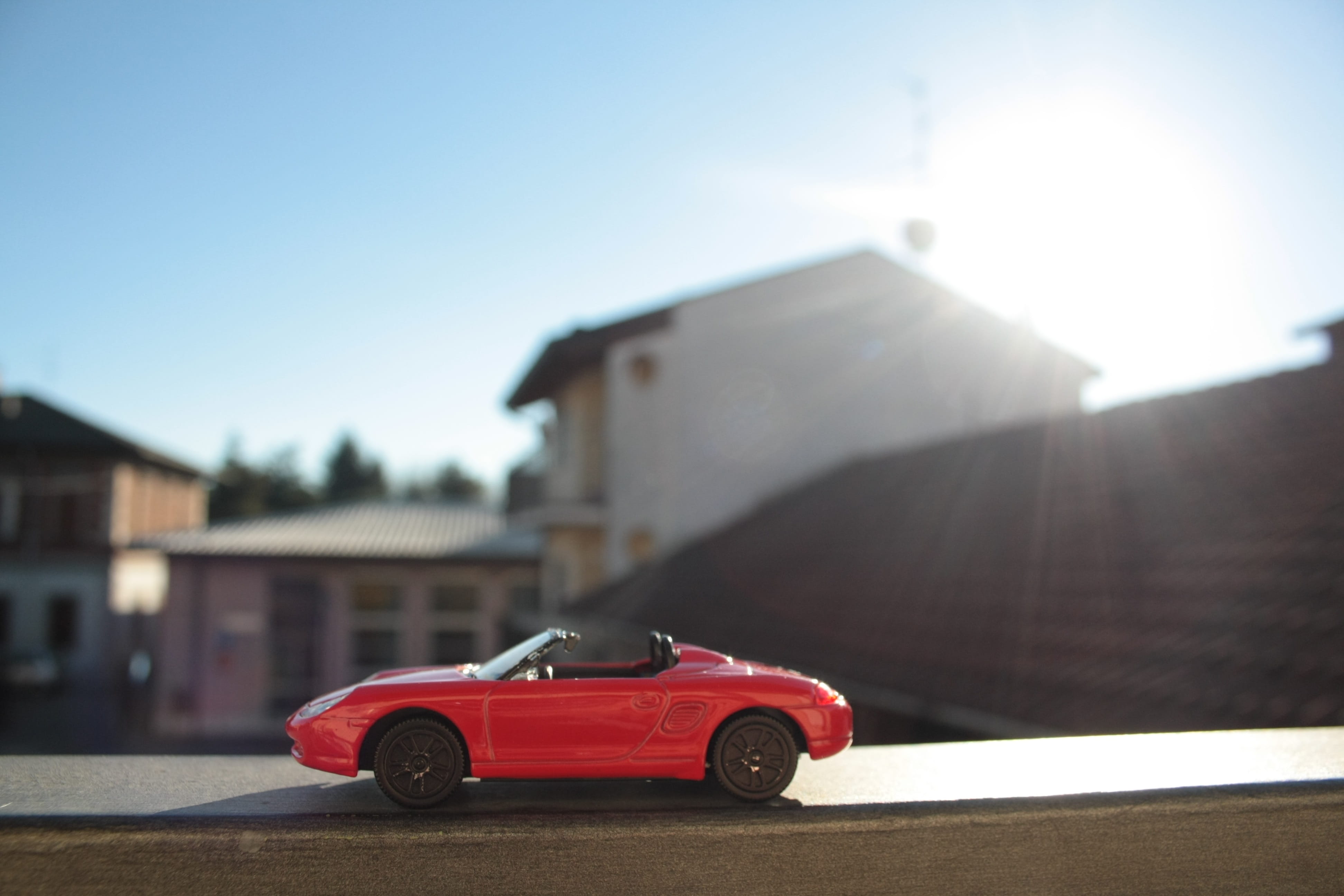 architecture, Car, outdoors, games, day, sun, car, fun, 4K, driving license, land vehicle, game, red, childhood, sunlight, toys, motor vehicle, transportation, HD Wallpaper