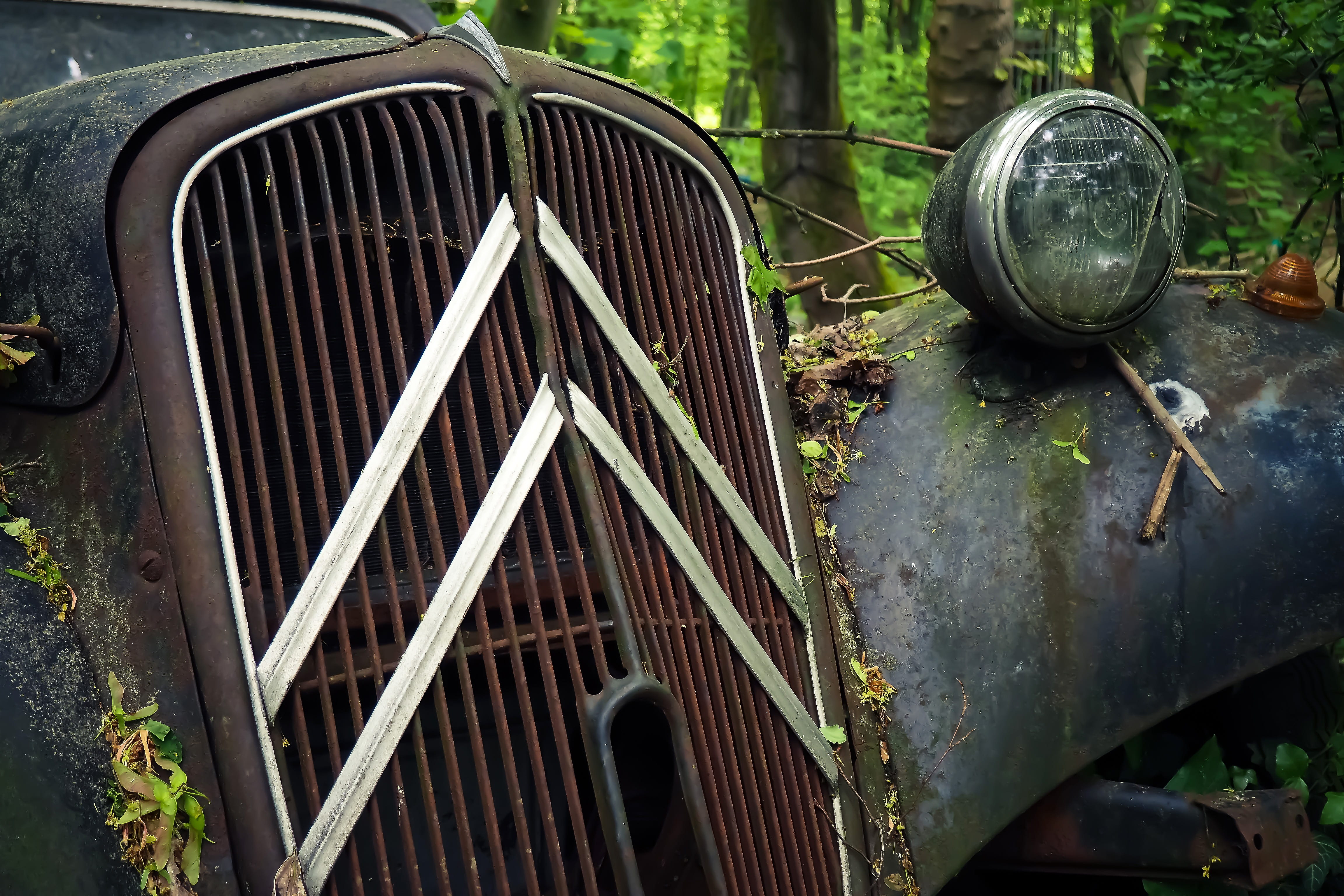 scrap, turned off, stainless karre, old, transportation, day, abandoned, vehicle, nostalgia, dirty, oldtimer, citroen traction avant légère, cooler, old cars, HD Wallpaper