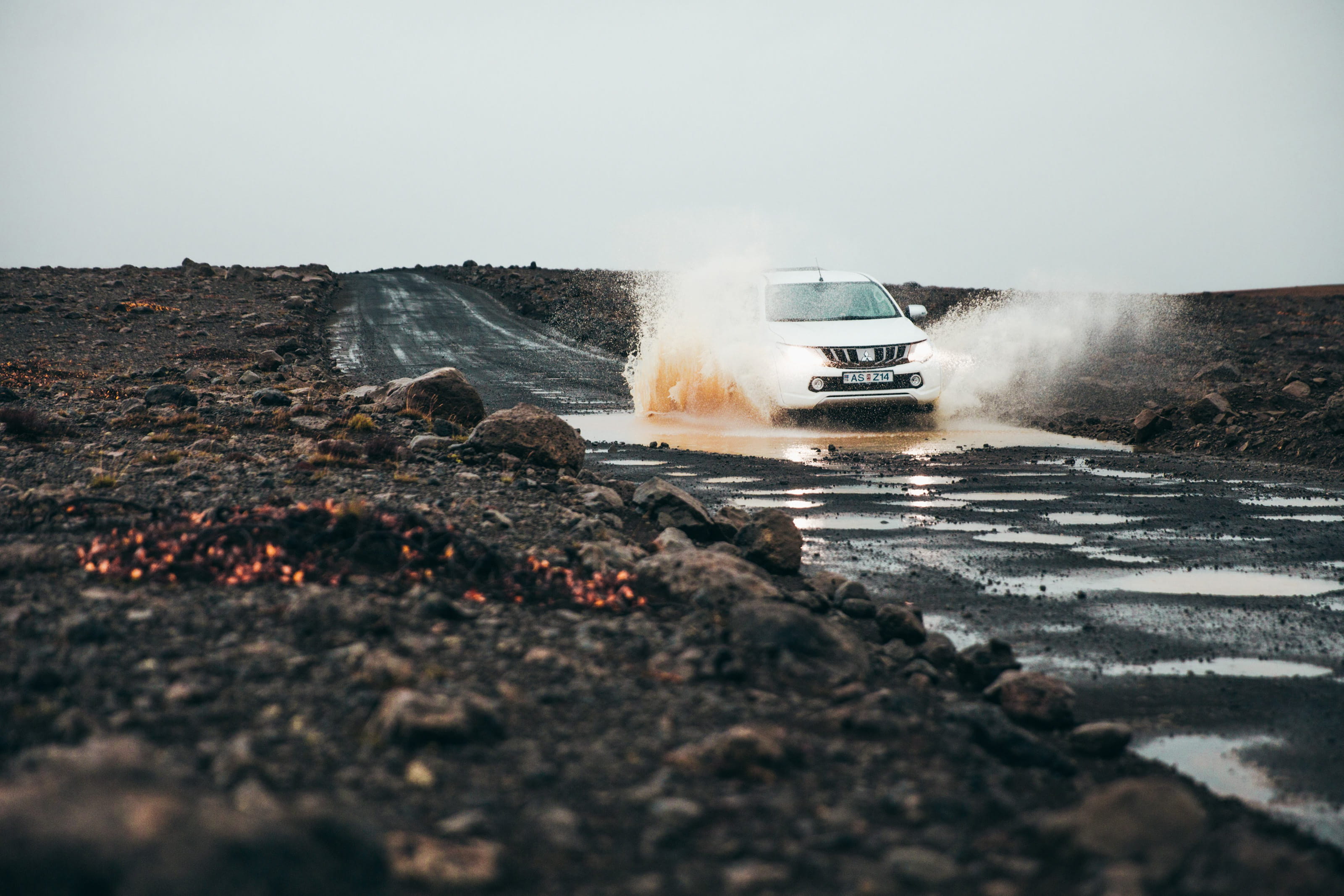 puddle, landscape, highway road, highway, alloy, pick, smoke - physical structure, white, transport, power, asphalt, weather, speed, power in nature, on the move, HD Wallpaper