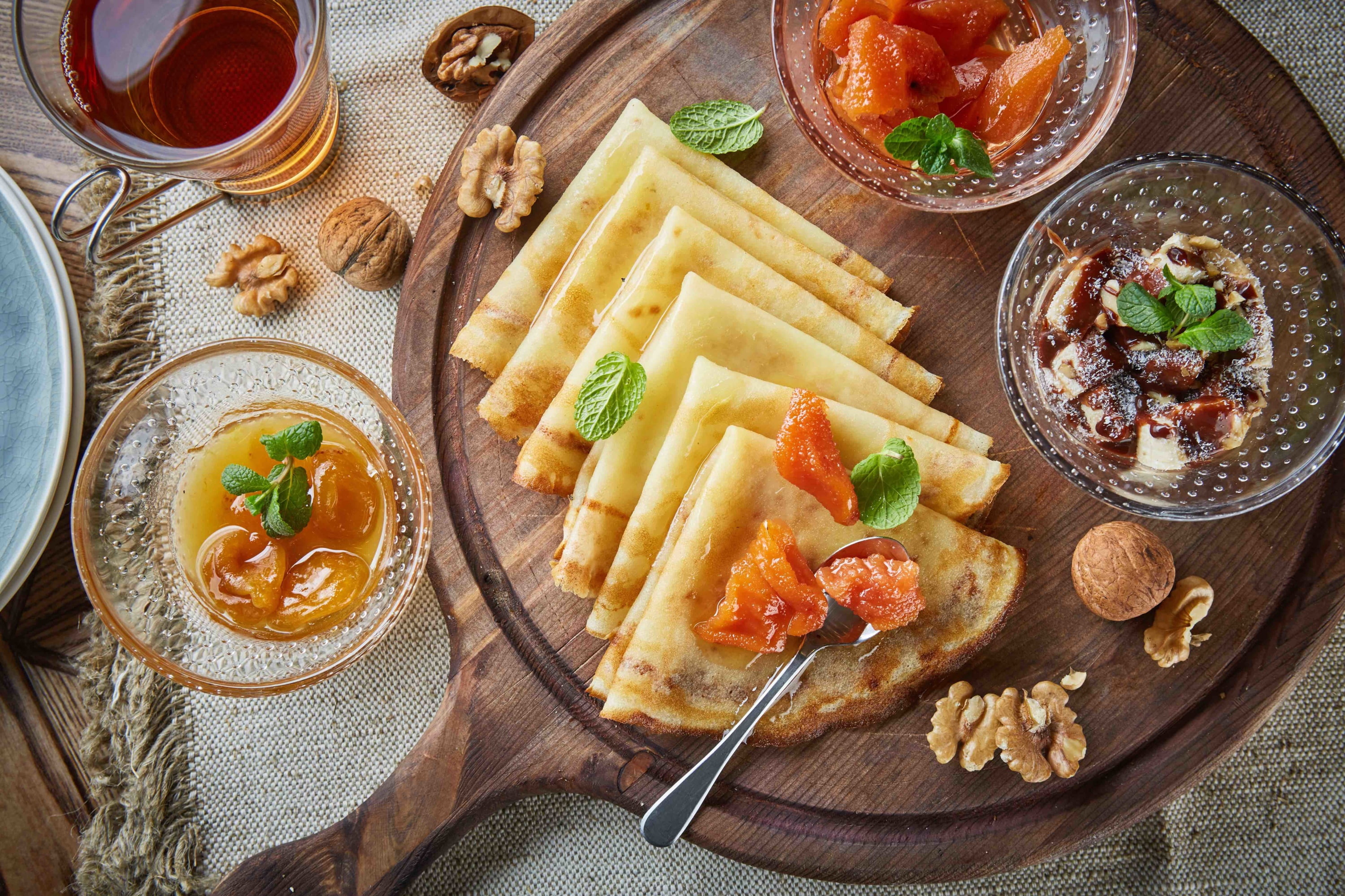 apricot, 2K, nuts, honey, pancakes, HD Wallpaper