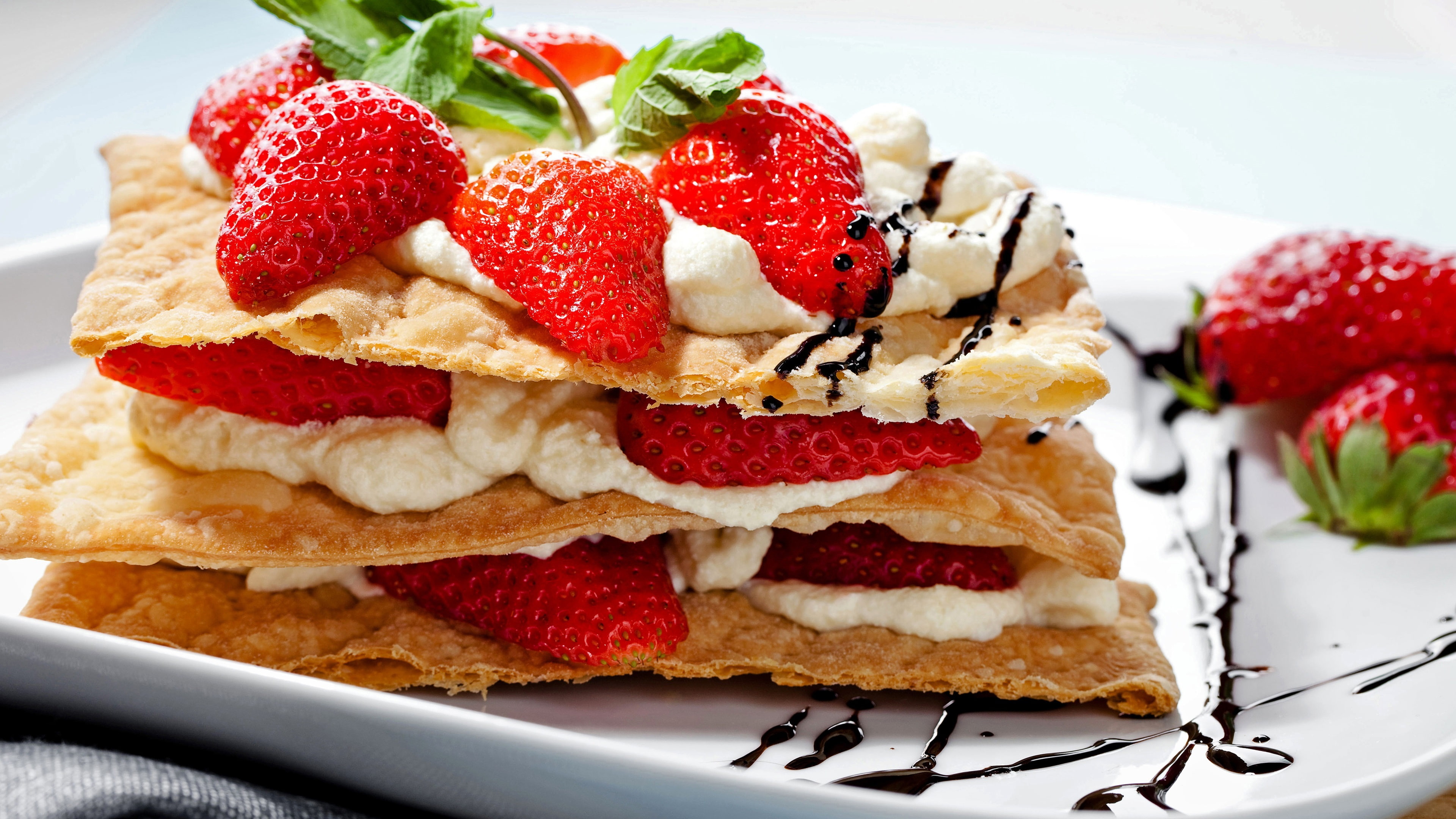 Dessert, Strawberry, Pancake, Cream, Snack, 4K, Food, HD Wallpaper