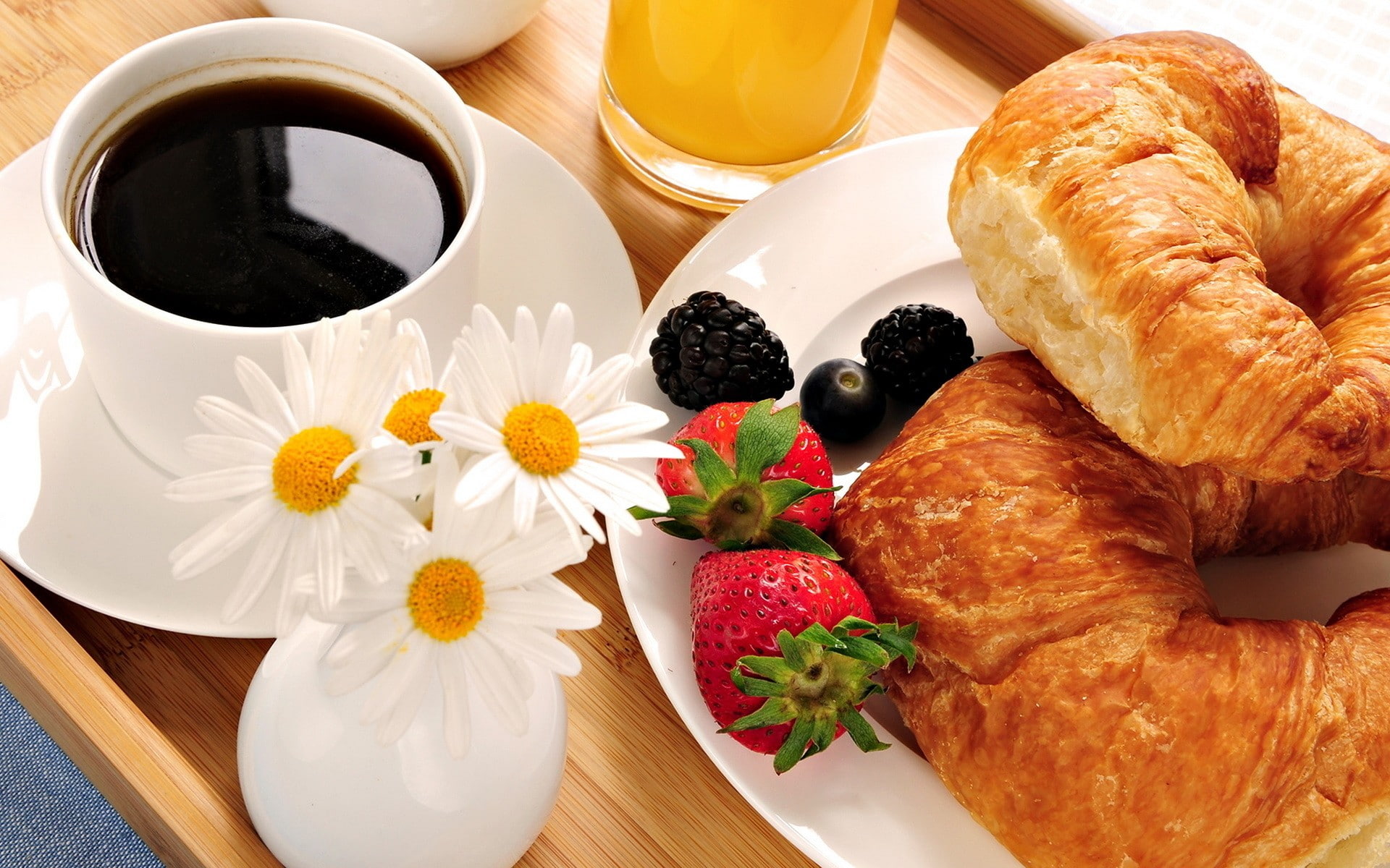 1080P, food, breakfast, coffee, strawberries, HD Wallpaper
