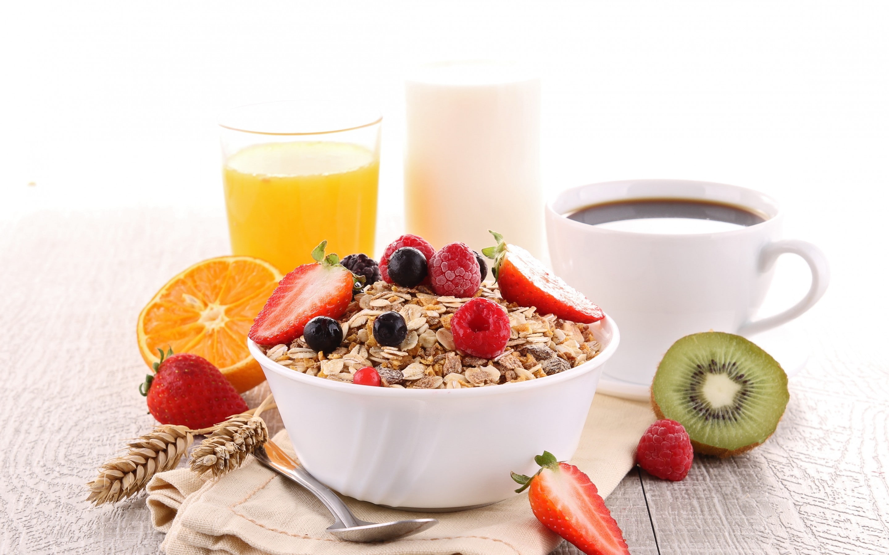 food, 2K, every, juice, breakfast, morning, healthy food, cereals, HD Wallpaper
