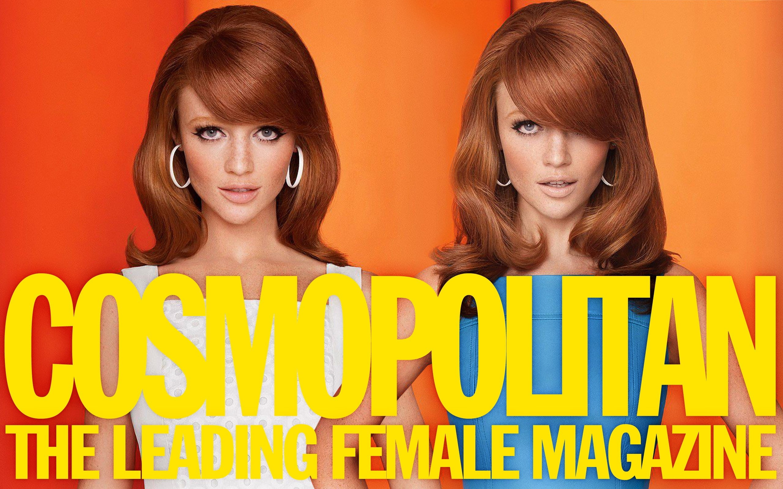 women, hair in face, advertisements, feminism, redhead, Cintia Dicker, 2K, collage, hoop earrings, HD Wallpaper
