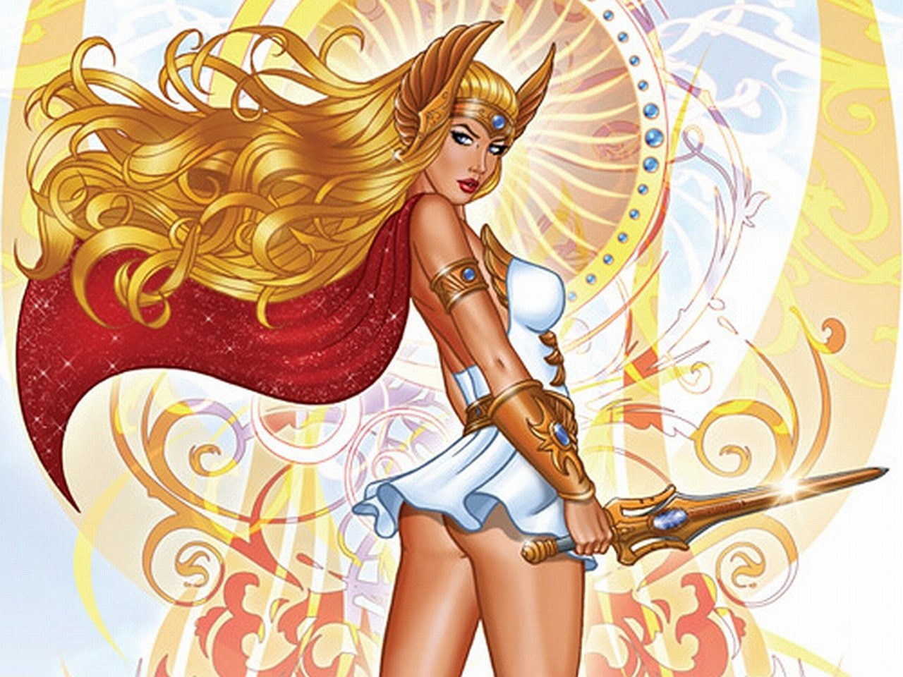 Comics, fashion model, beautiful people, 720P, one person, looking at camera, clothing, temptation, fashion, glamour, young adult, long hair, She-Ra, beauty, HD Wallpaper