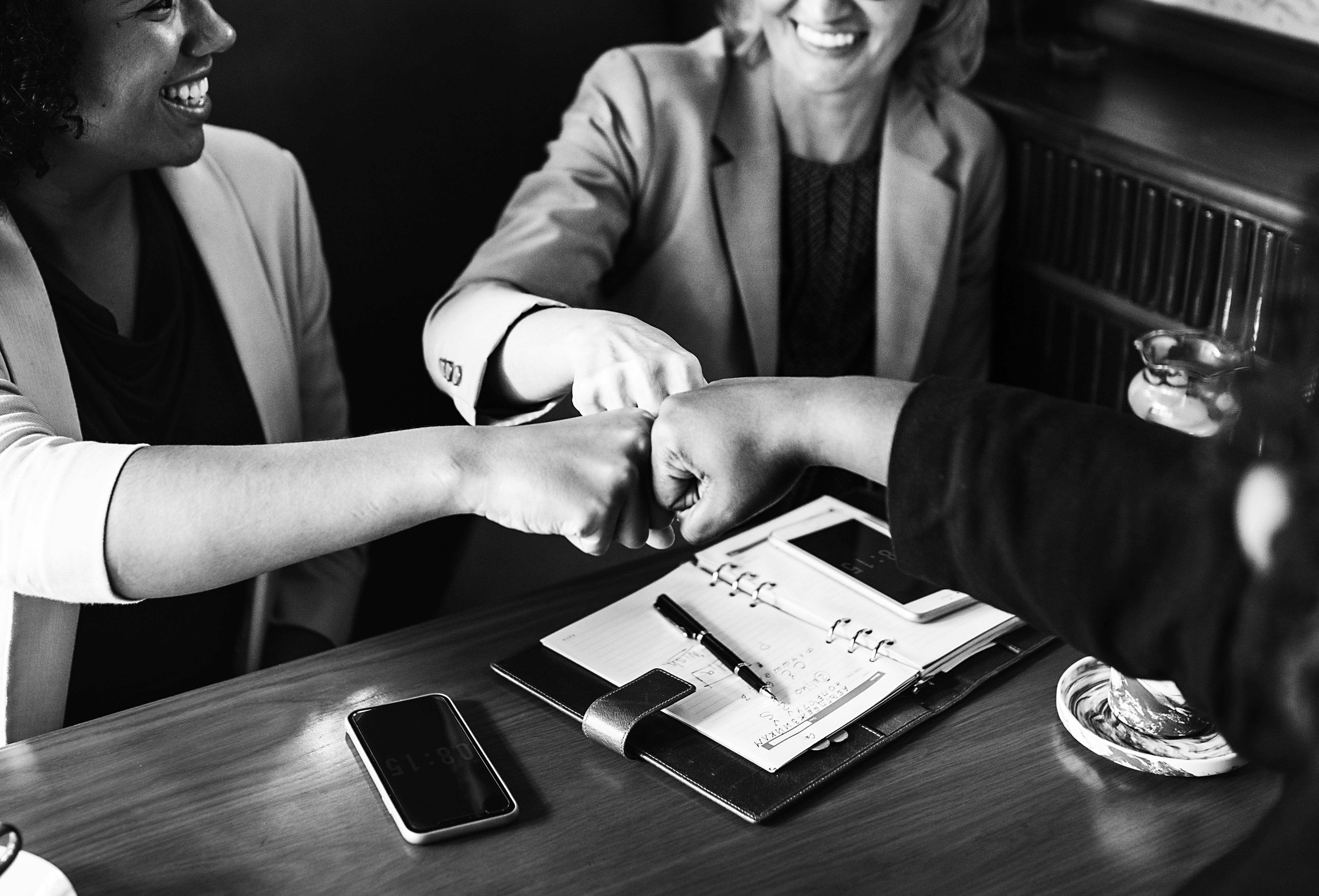 collaboration, people, coffee shop, cooperation, development, african, european, adult, businessman, bump, businesswoman, black, blond, blond hair, office, HD Wallpaper