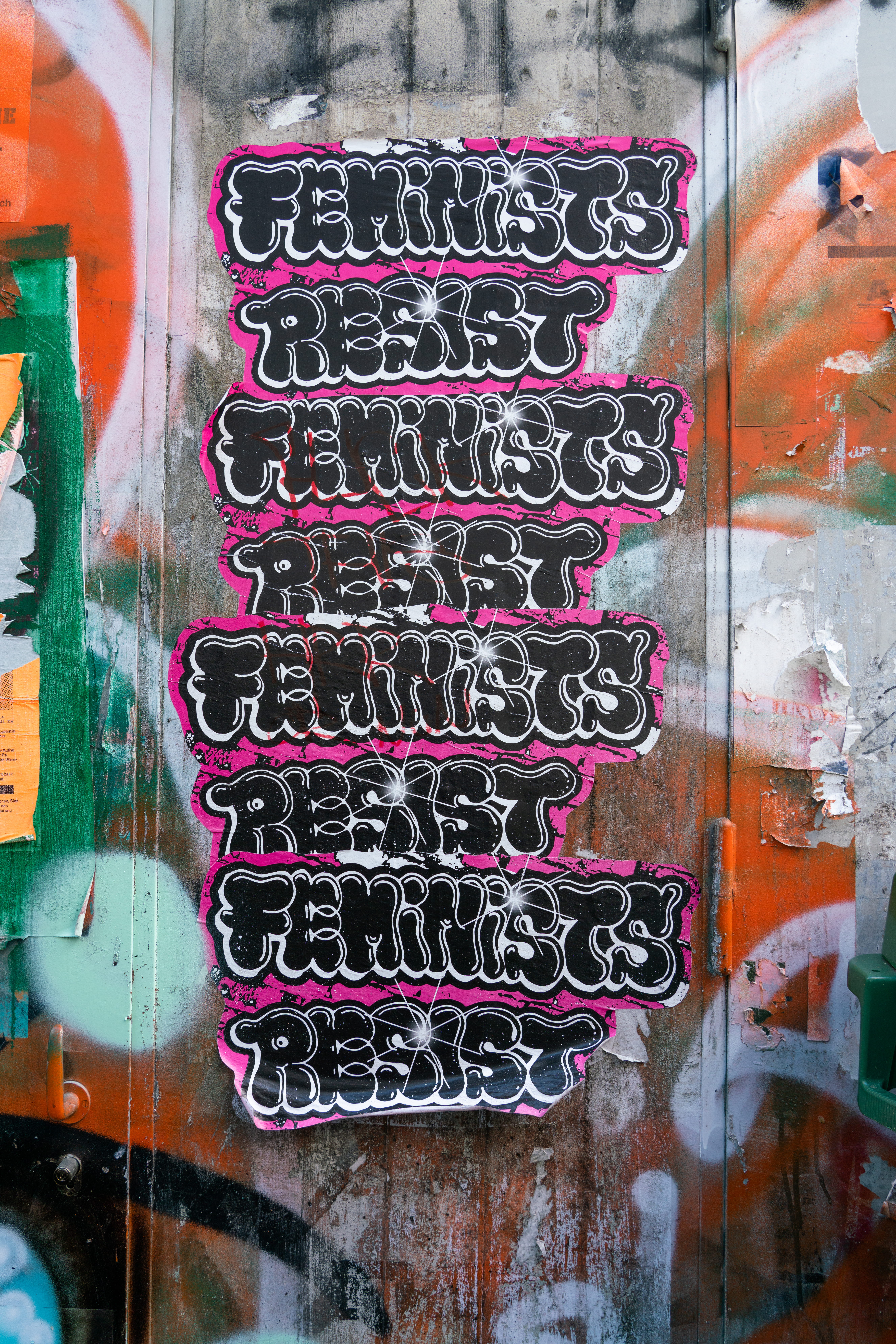 art and craft, indoors, creativity, metal, wall - building feature, abundance, built structure, graffiti, choice, feminist, still life, day, 8K, architecture, Phone HD Wallpaper