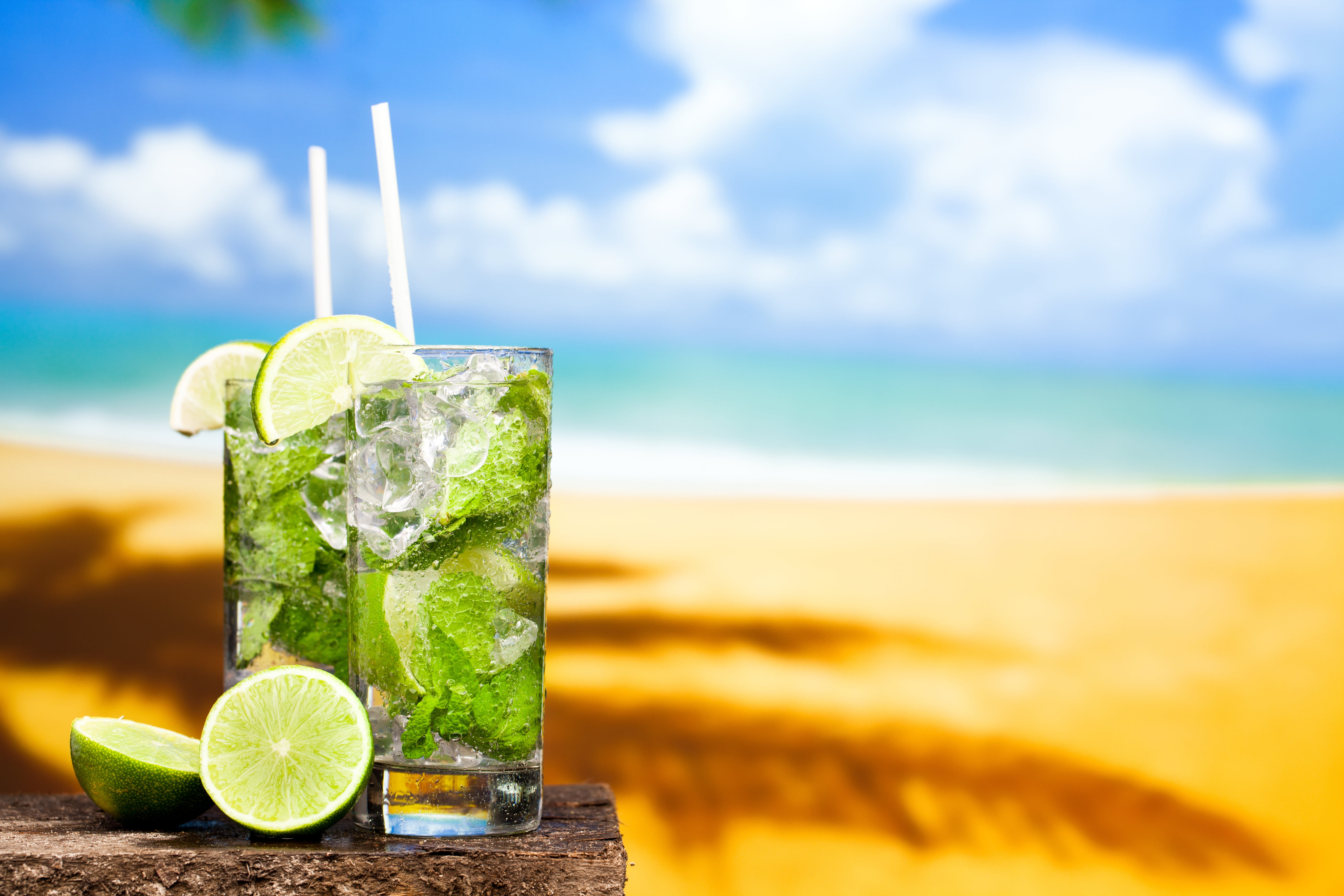 refreshment, tropical Climate, vodka, sea, water, sand, liquid, alcohol, drinking Water, freshness, slice, island, straw, tropical, juice, relaxation, vacations, HD Wallpaper