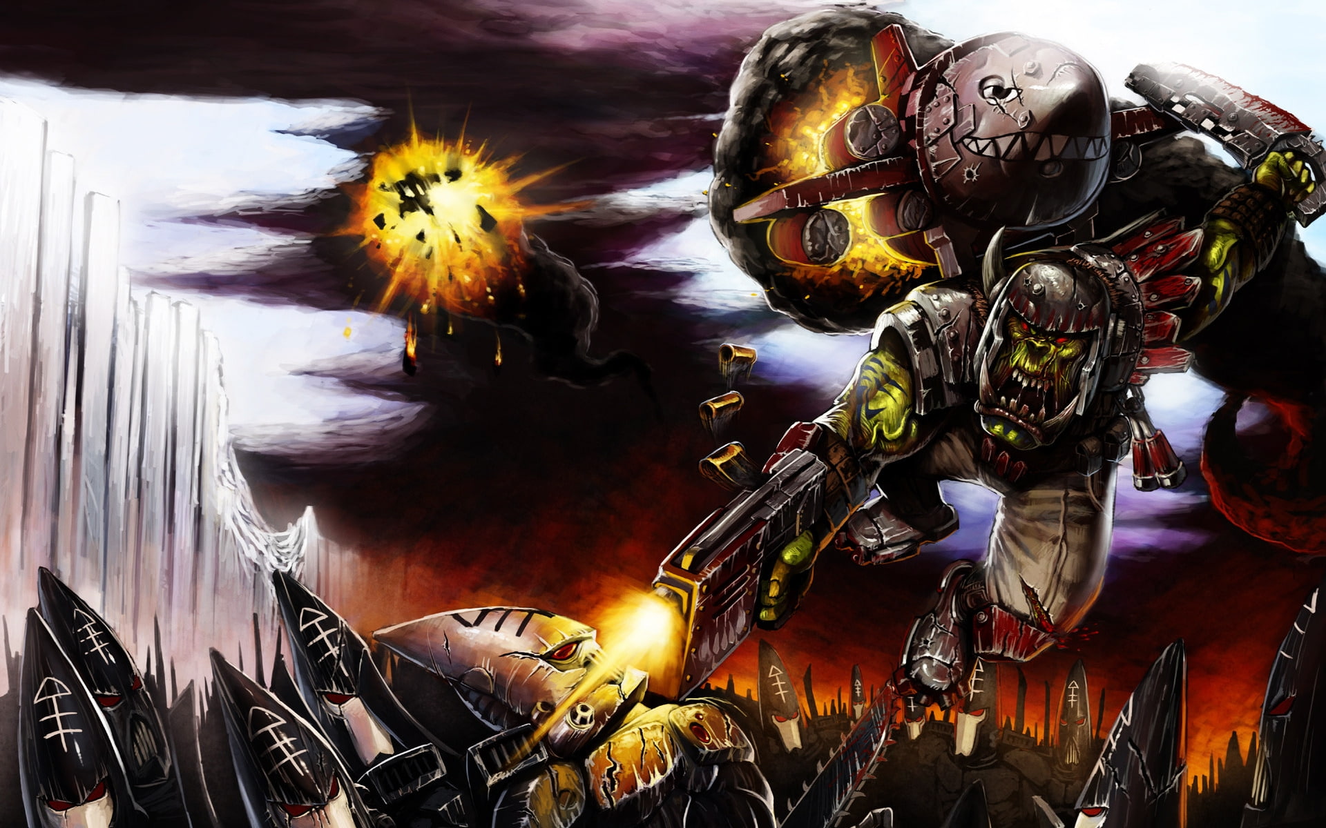 games, high, miniature, alien, gun, warhammer, tabletop, powered, graphic, 1080P, k, wargame, HD Wallpaper