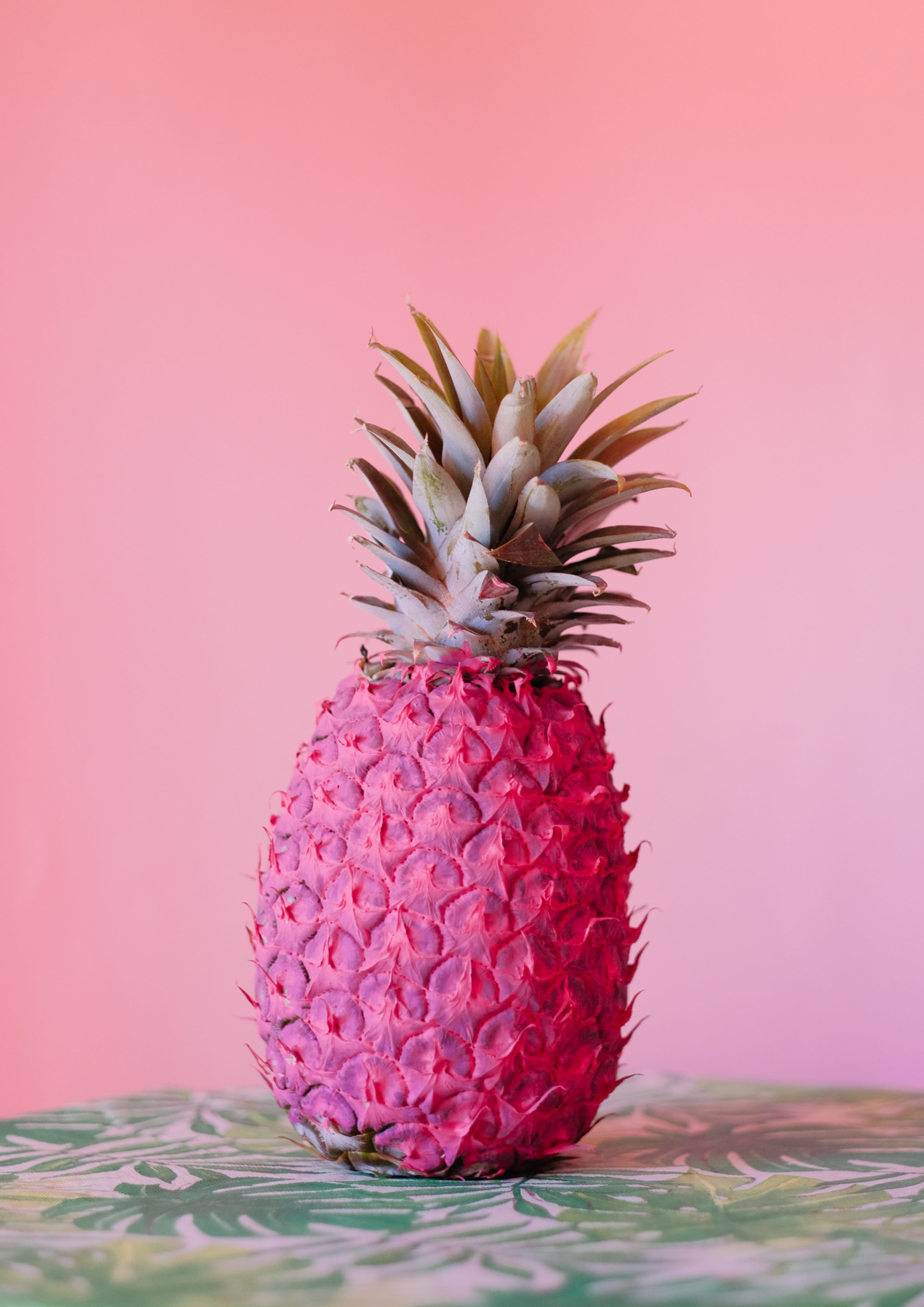 tabletop, healthy eating, indoors, red, monochrome, 4K, tropical fruit, pattern, close-up, express, wellbeing, fruit, still life, pineapple, pink color, Phone HD Wallpaper