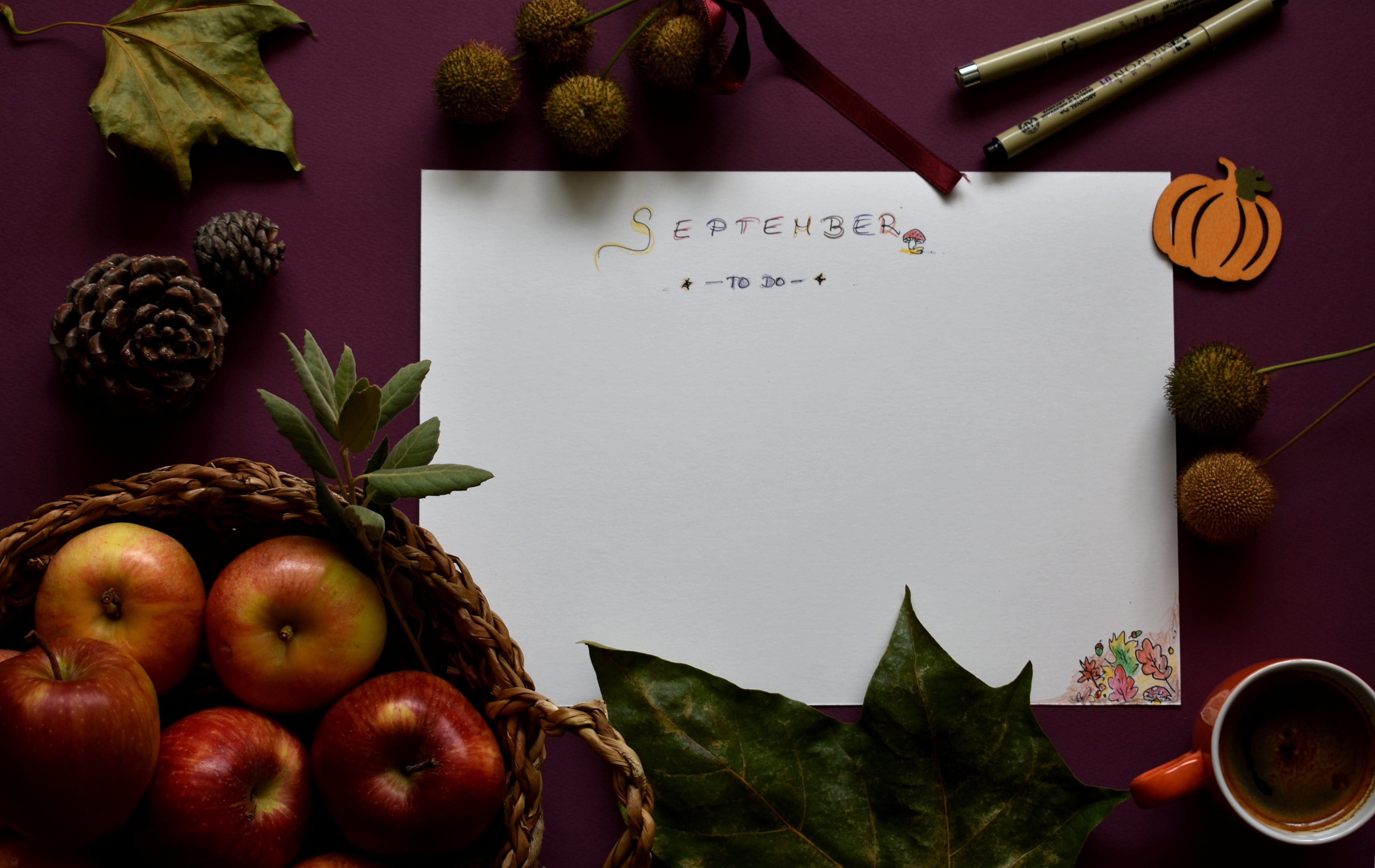 communication, plan, healthy eating, wellbeing, leaf, planning, plant part, nature, red, autumn, design, food, organizer, september, fruit, text, planner, HD Wallpaper