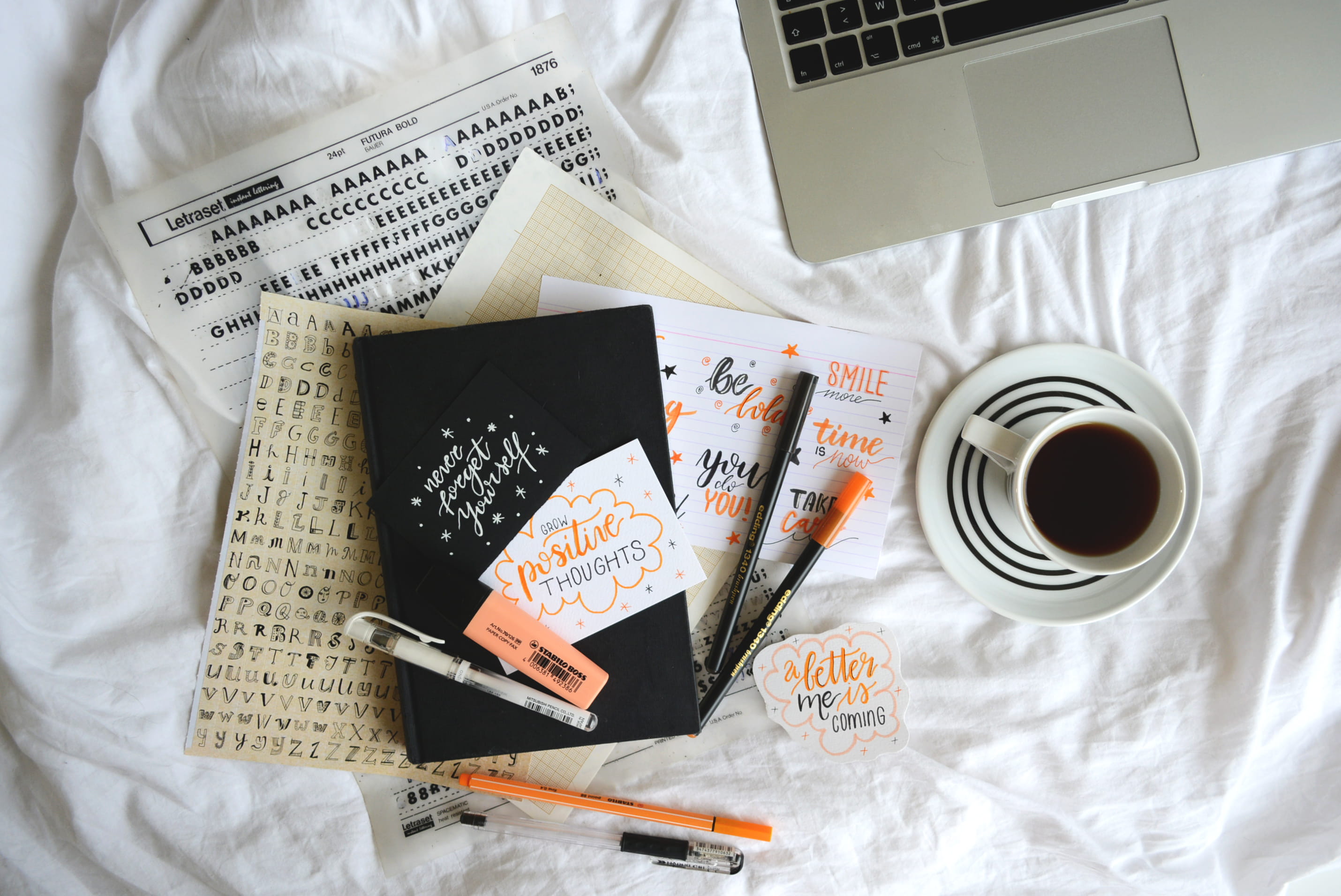 creative, technology, art, typo, business, bujo, paper, typography, type, coffee, workspace, pen, mug, bullet journal, ideas, hand lettering, document, HD Wallpaper