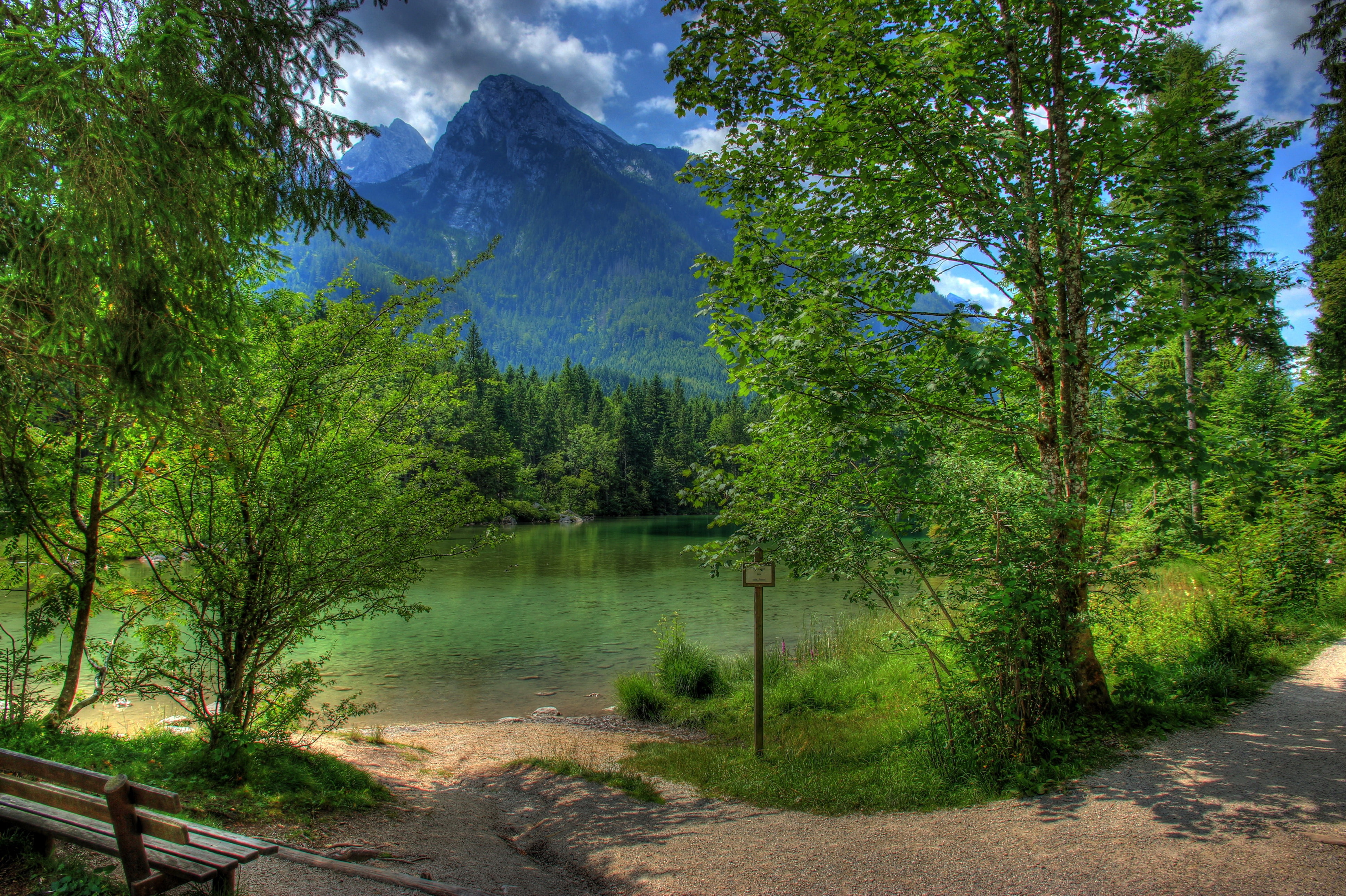 trees, nature, Ramsau bei Berchtesgaden, HDR, mountains, Bayern, Germany, 4K, landscape, HD Wallpaper