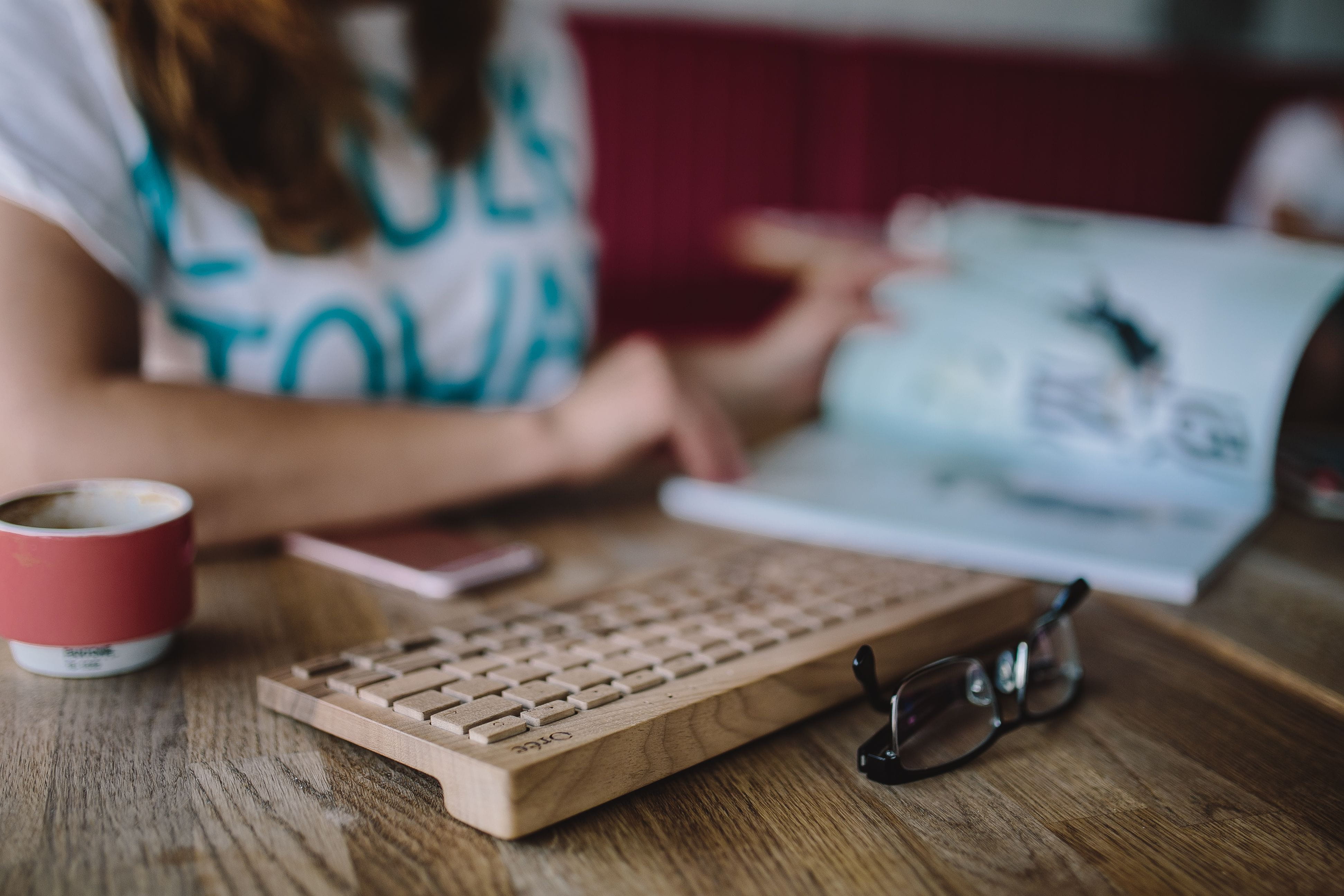 oree, learning, working, glasses, device, cup, coffee, technology, young Adult, one Person, workspace, connection, hipster, coffee - Drink, hands, female, HD Wallpaper