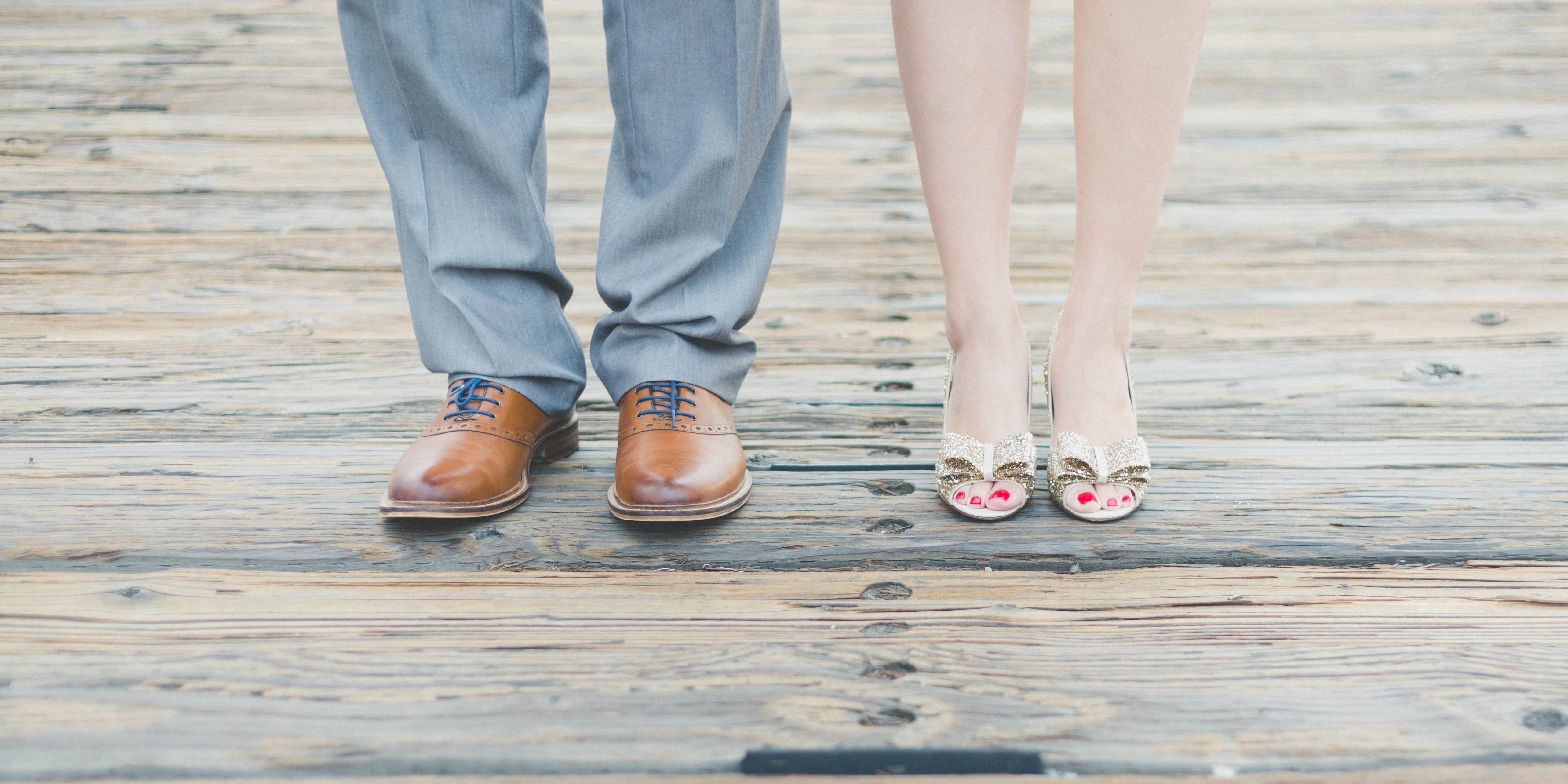 day, dress, adult, footpath, plank, couple, two people, female, low section, outdoors, real people, feet, shoe, boardwalk, human foot, one person, standing, HD Wallpaper