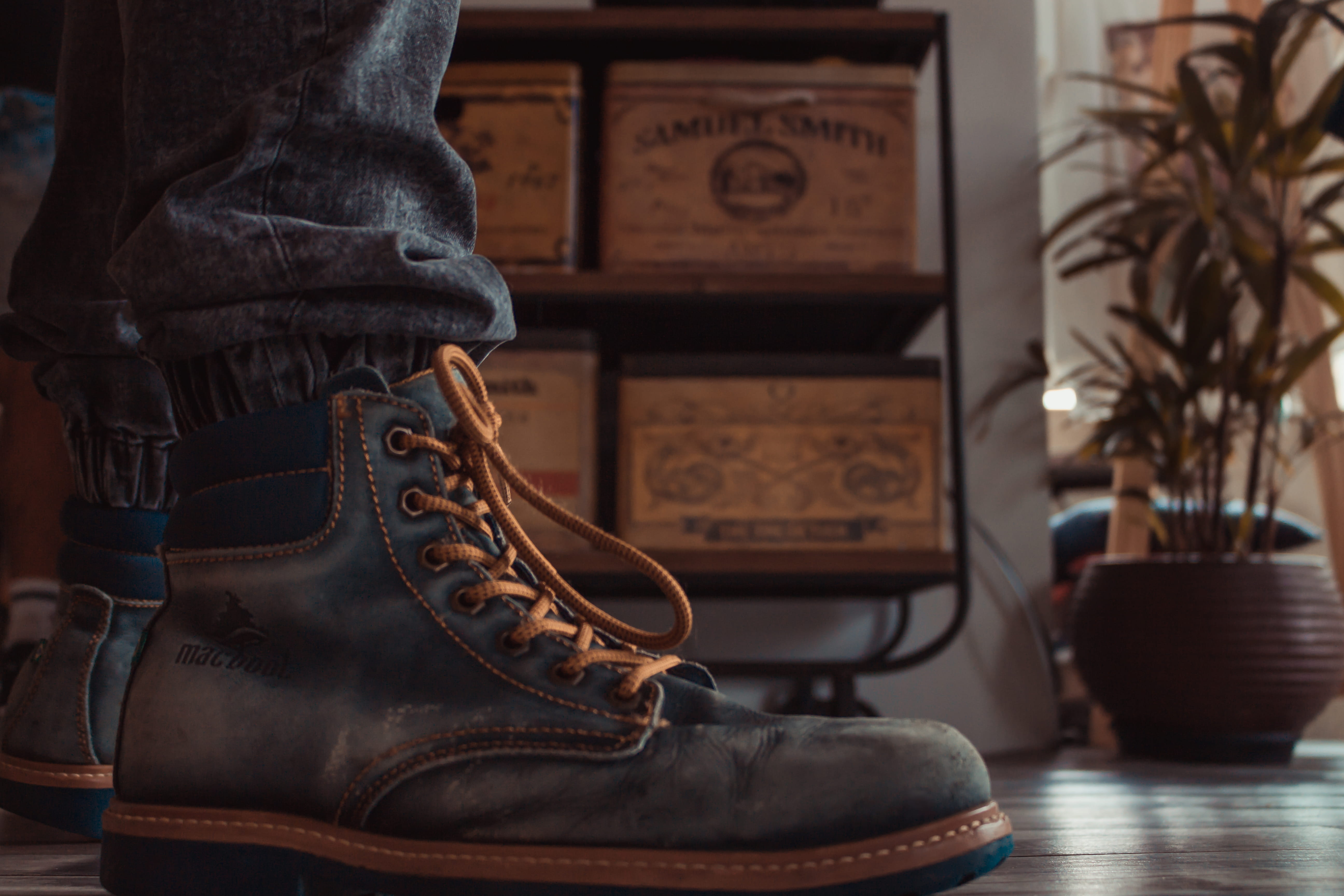 fashion, shoe, boot, no people, black, clothing, fashionable, person, flooring, legs, boots, shoes, still life, 5K, leather, pair, day, style, table, laces, HD Wallpaper