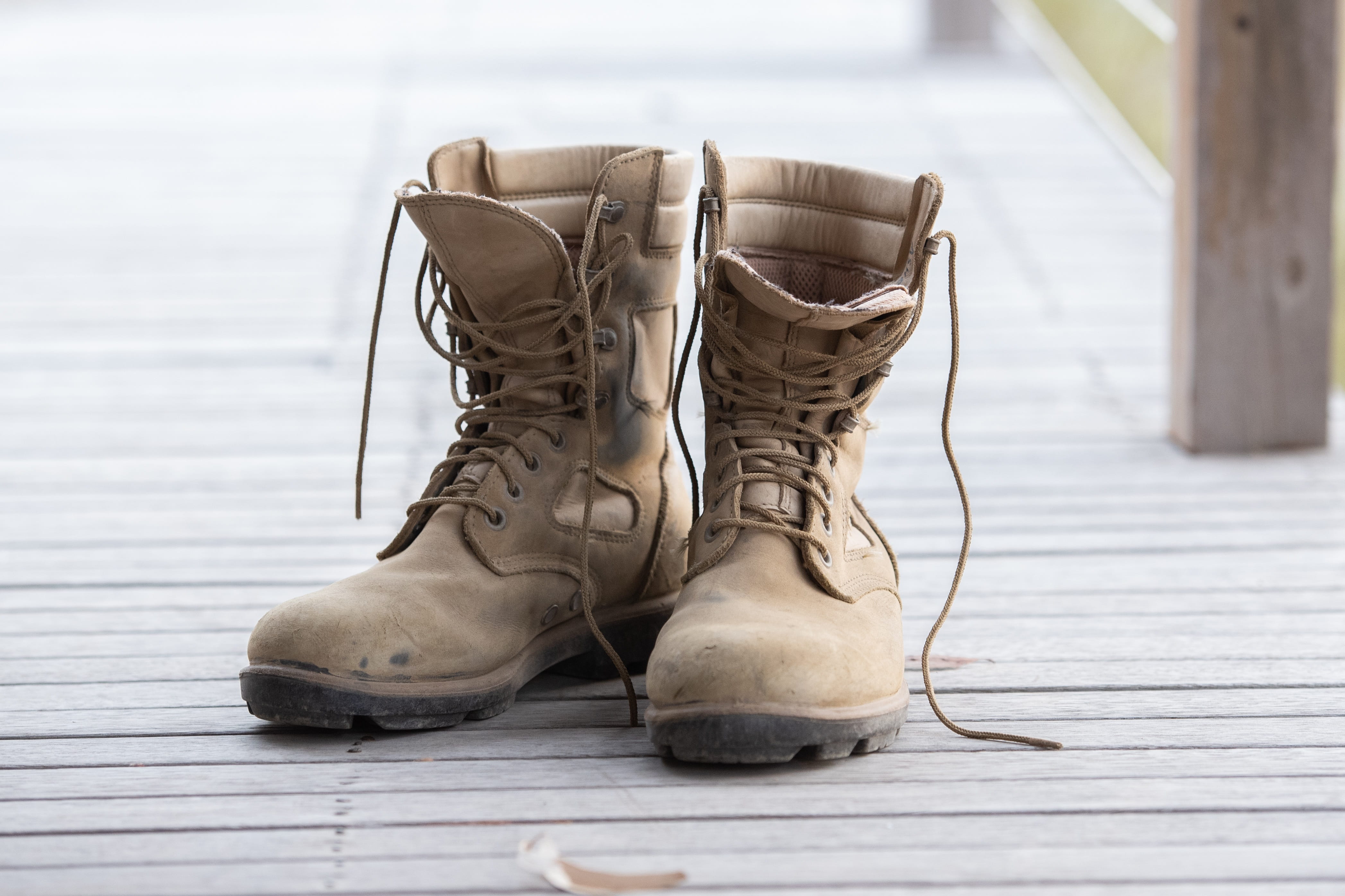 wood, compatibility, footwear, leather, sole of shoe, work boots, boots, day, no people, hardwood floor, laces, close-up, worn, shoe, shoes, absence, personal accessory, HD Wallpaper