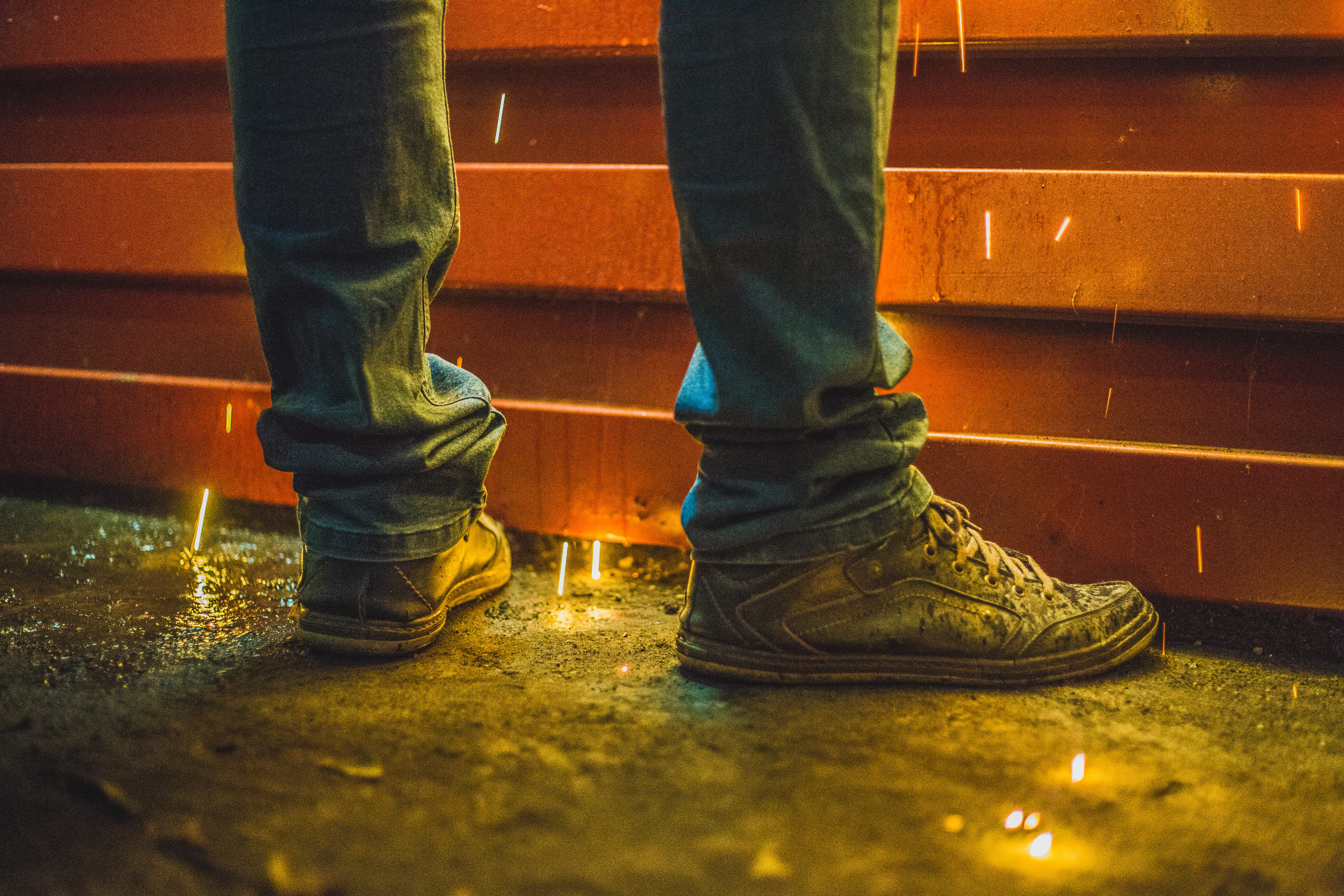 human, human foot, jeans, sunlight, brown, apparel, casual clothing, top, dark, clothing, real people, cowboy boot, men, shoe, man, standing, locksmith, HD Wallpaper