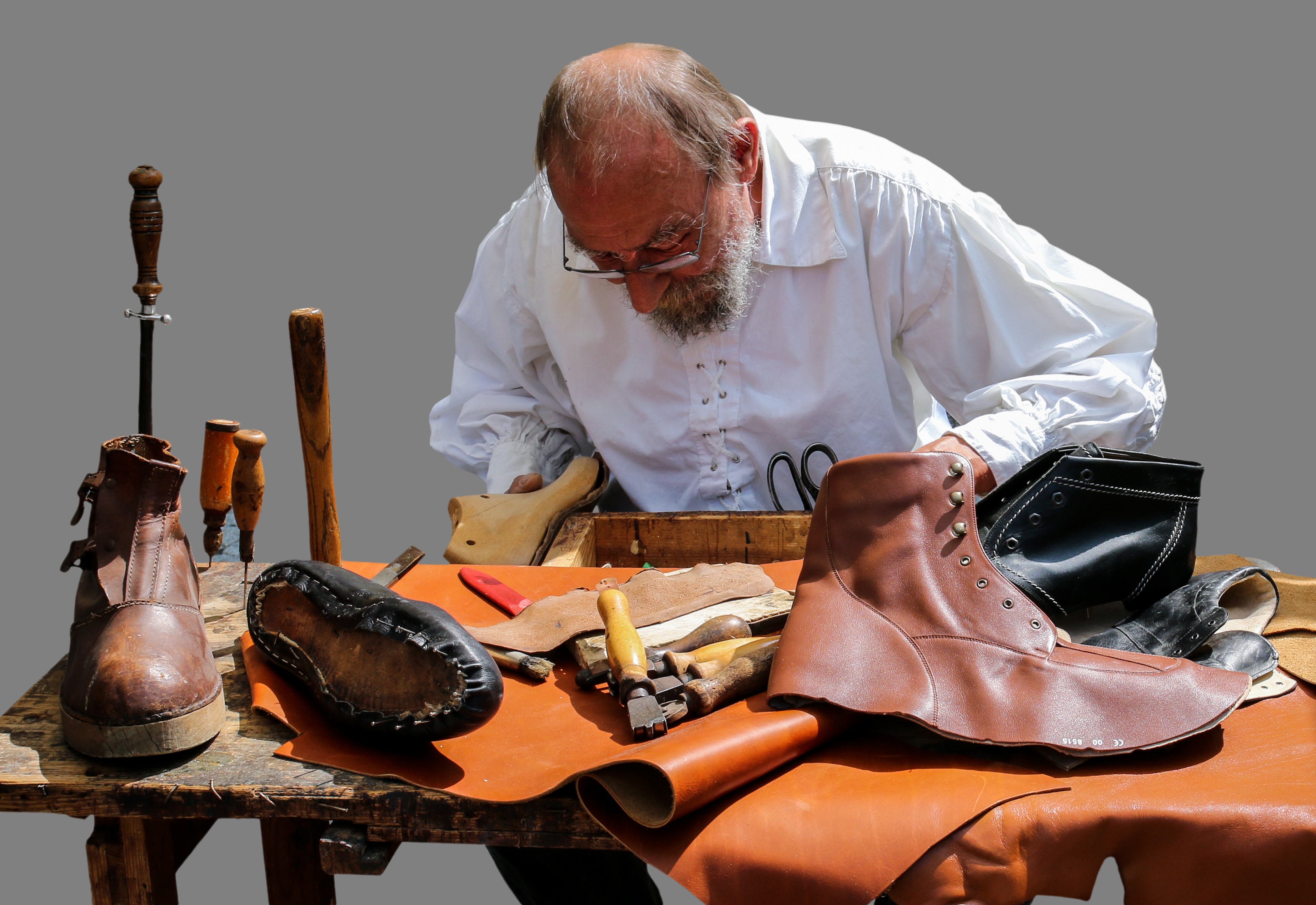 man, holding, work tool, middle ages, shoes, senior men, real people, shoemaker, occupation, one person, shoe, old, front view, 2K, studio shot, senior adult, HD Wallpaper