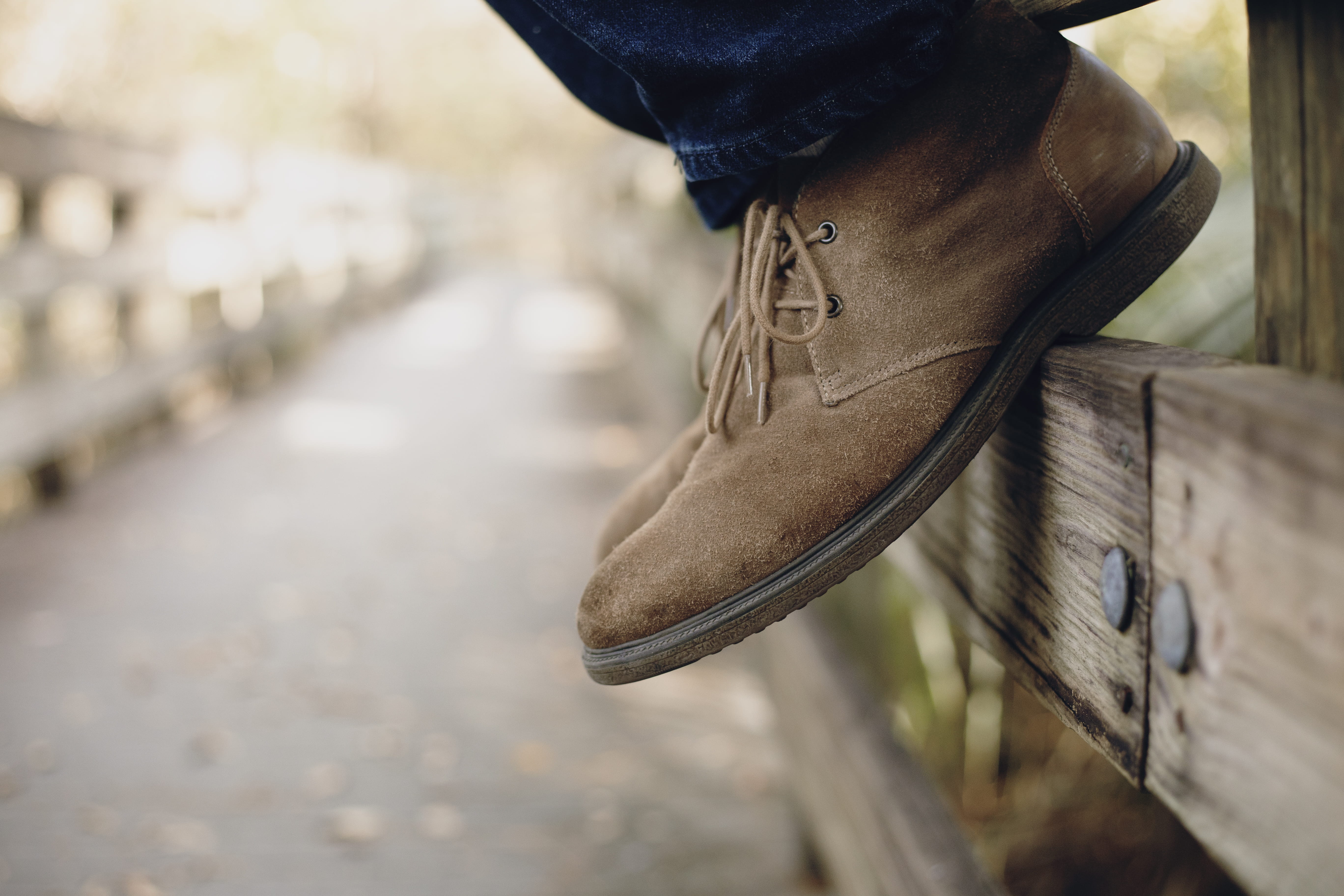 outdoors, close, real people, low section, lifestyles, footwear, focus on foreground, one person, adult, blur, bokeh, architecture, wood - material, wear, HD Wallpaper