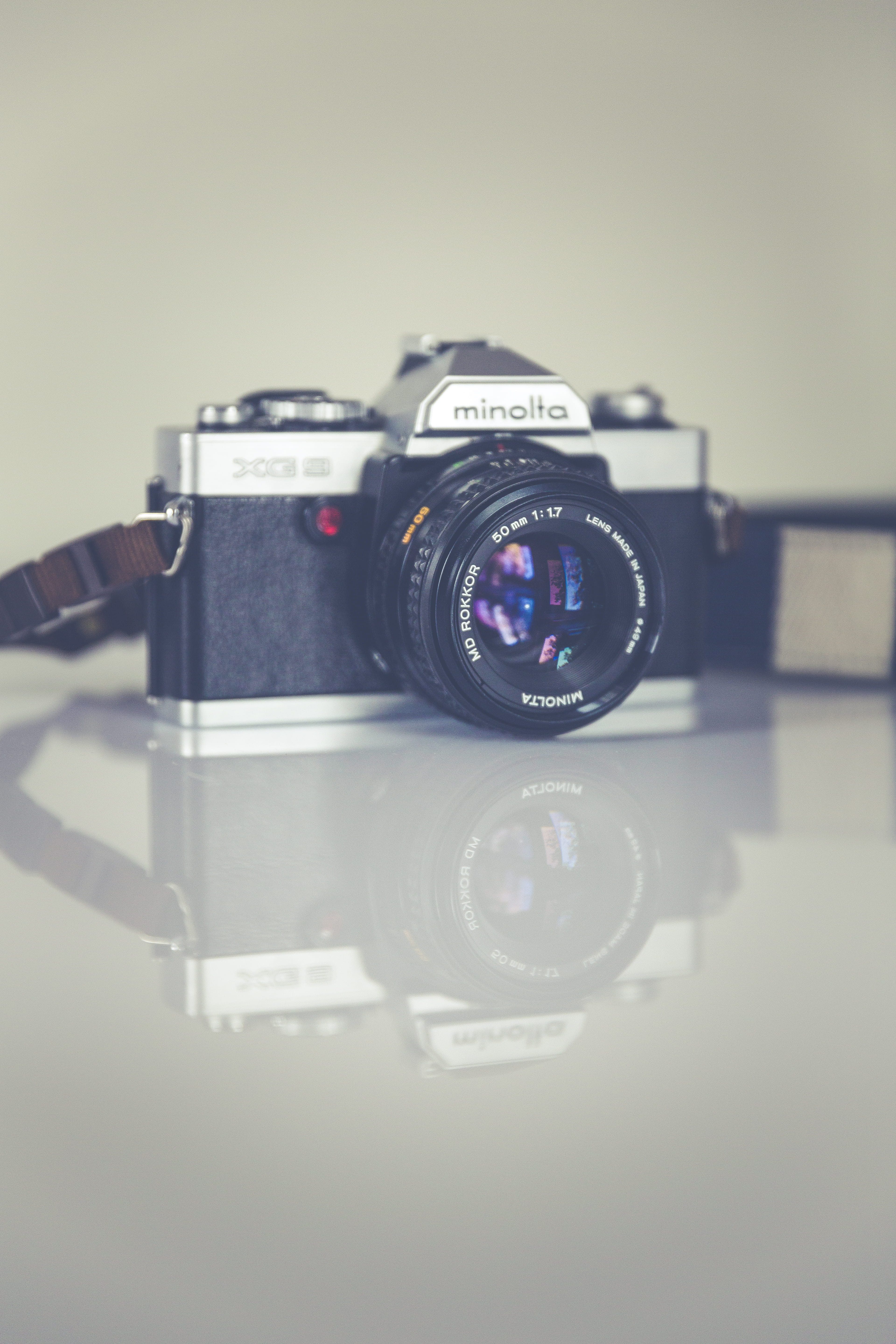 xg, technology, camera, old, Minolta, photographing, photographic equipment, rangefinder, photography, single Object, reflection, black, film, photography Themes, Phone HD Wallpaper