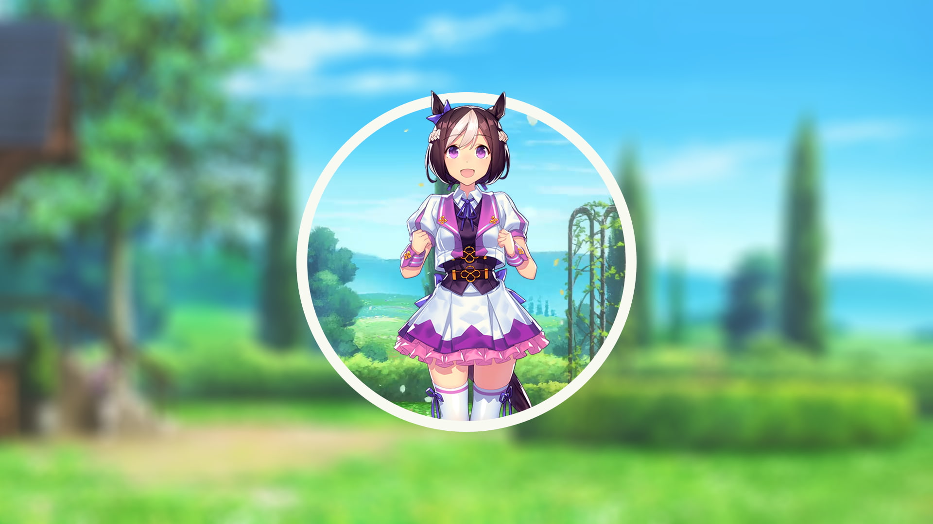 anime, leisure activity, picture-in-picture, one person, outdoors, females, focus on foreground, blurred, day, Special Week (Uma Musume), nature, child, HD Wallpaper