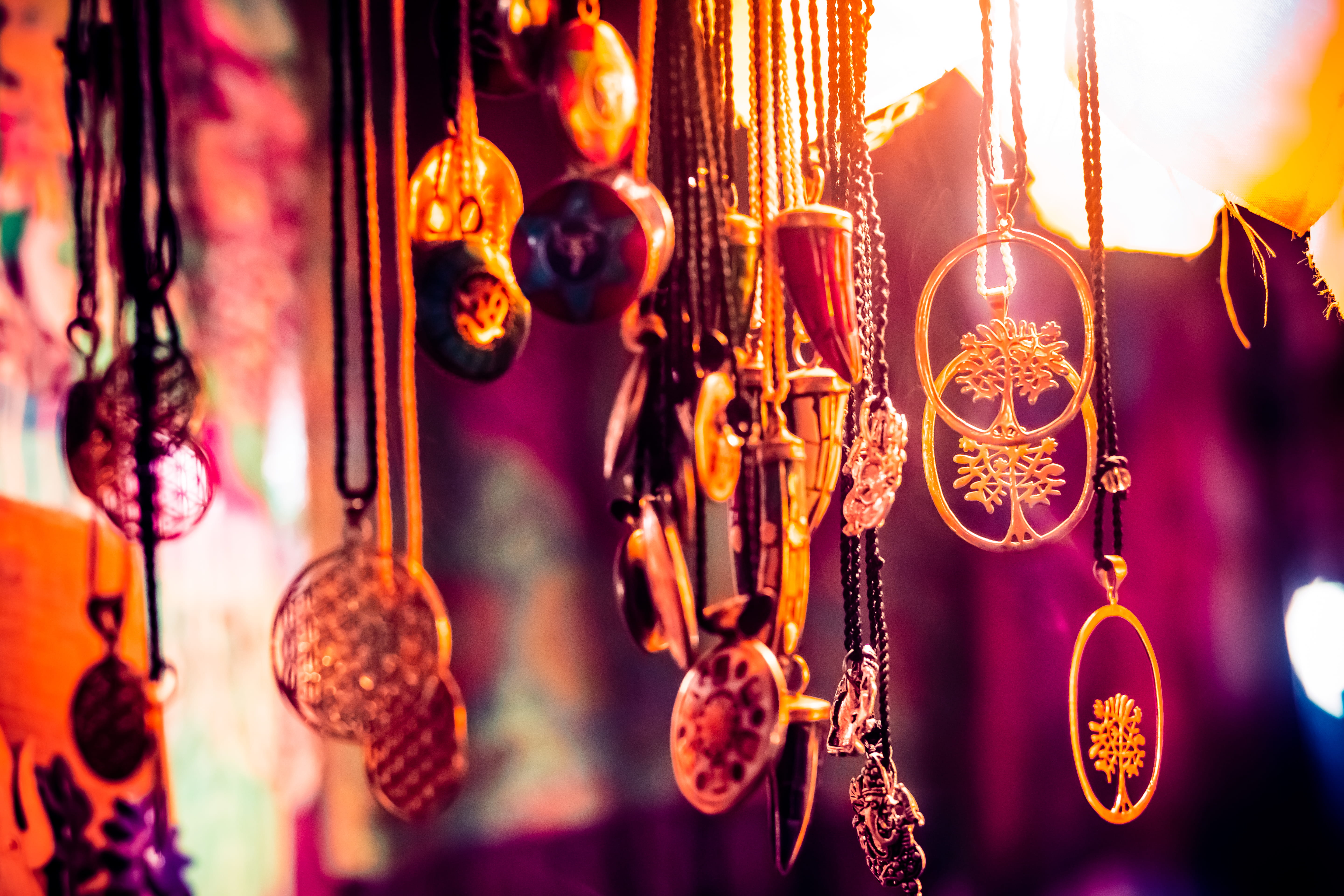 night, illuminated, close-up, art and craft, goa, holiday, for sale, hanging, beauty, arpora, decoration, india, celebration, lighting equipment, tree of life, HD Wallpaper